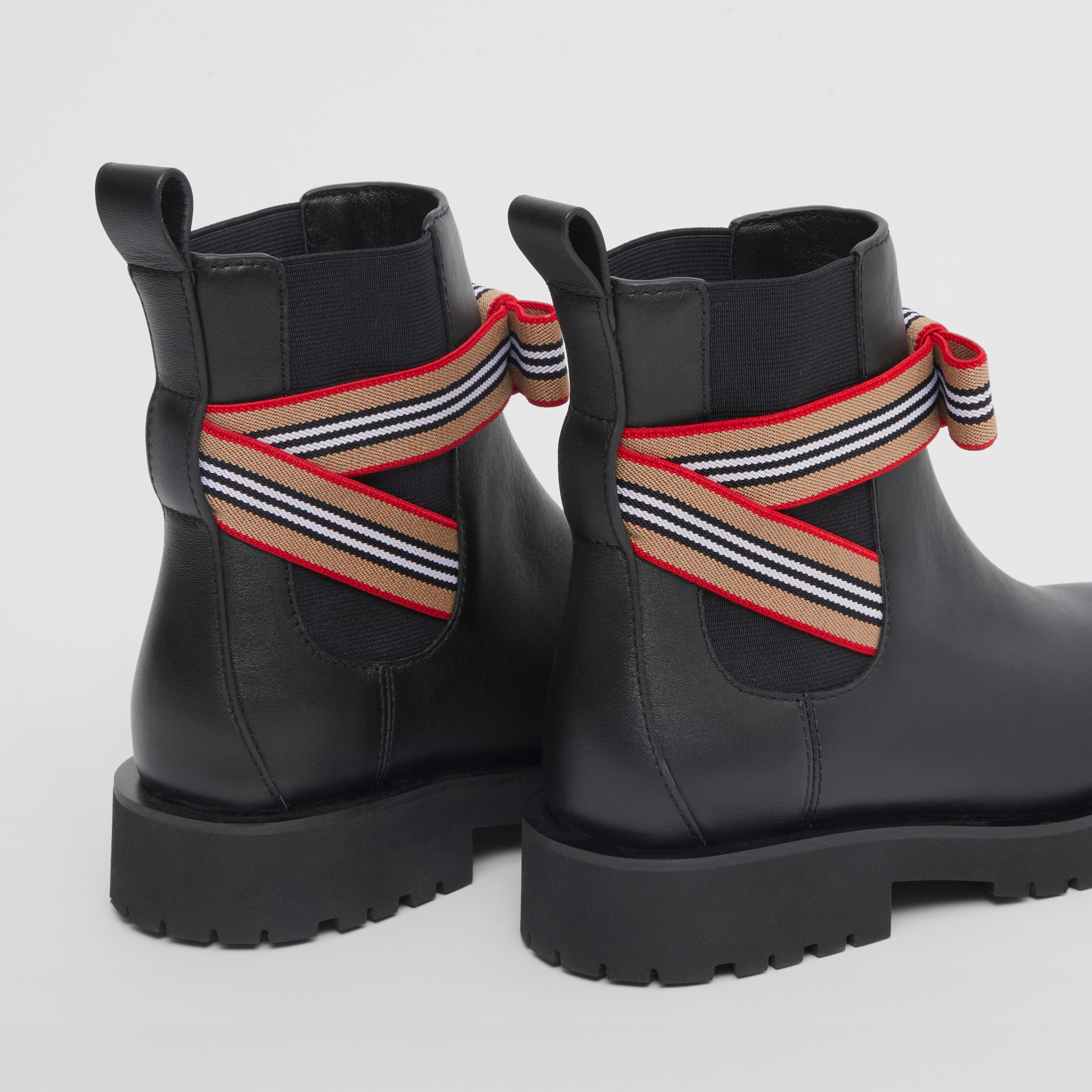 Icon Stripe Bow Leather Chelsea Boots in Black - Children | Burberry® Official - 2