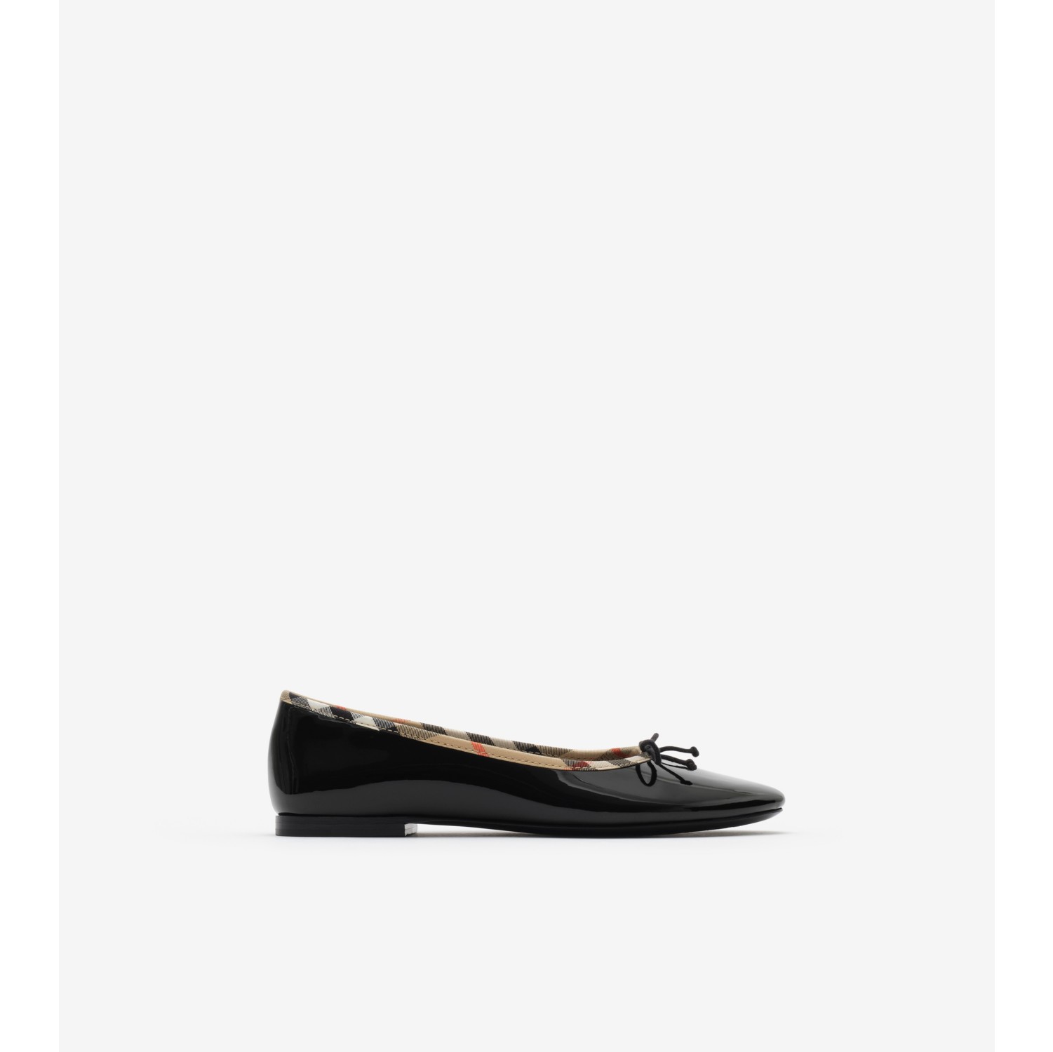 Check Trim Patent Ballerinas