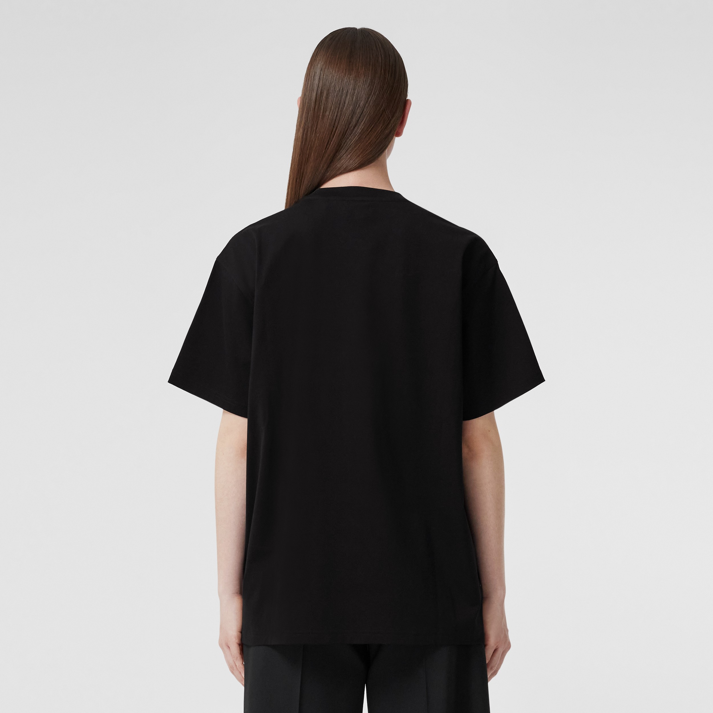 Baumwoll-T-Shirt in Oversize-Passform mit Logoapplikation (Schwarz) - Damen | Burberry® - 3