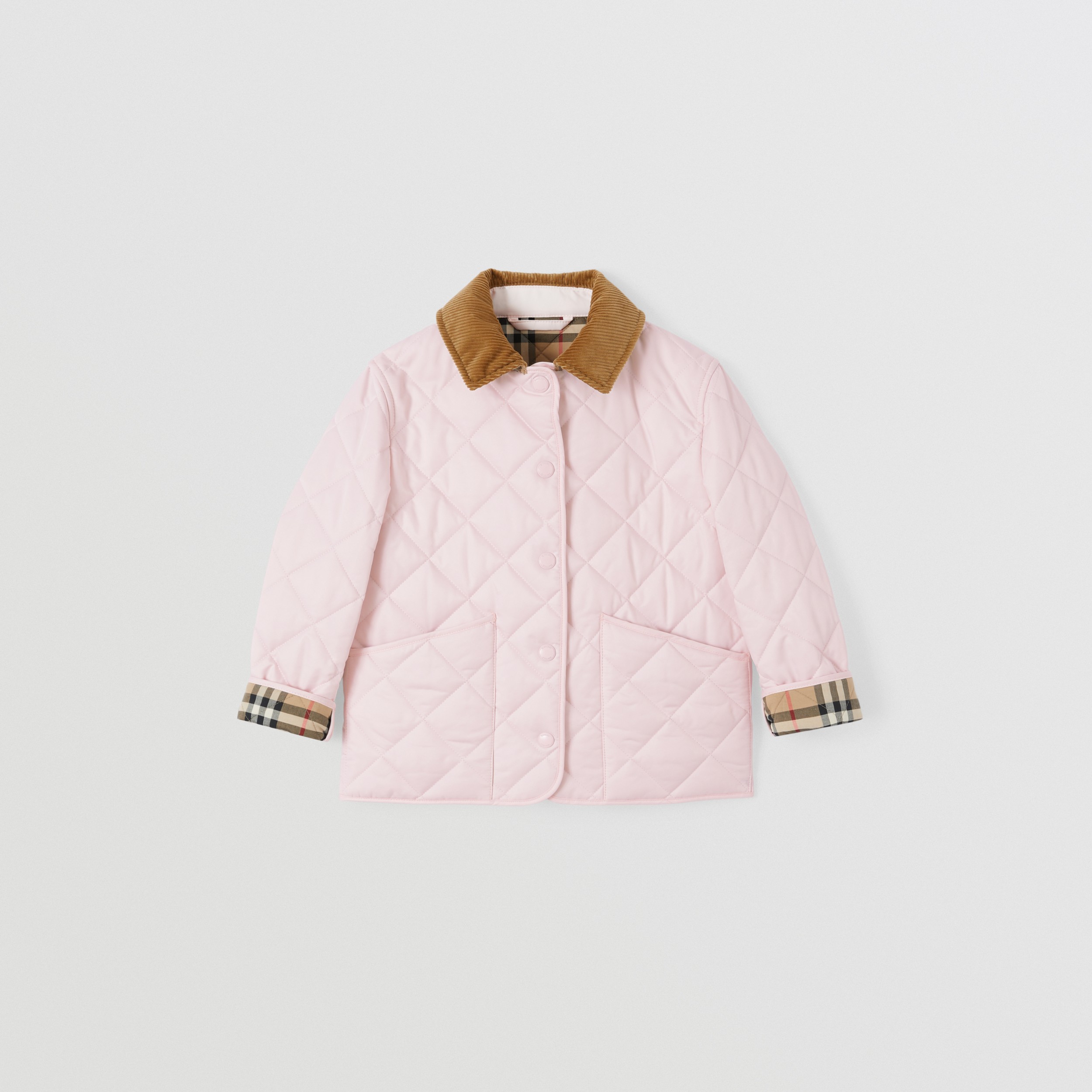 Corduroy Collar Diamond Quilted Jacket in Alabaster Pink | Burberry® Official - 4