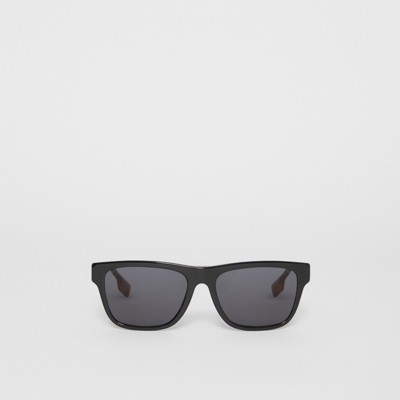 burberry check detail square frame sunglasses
