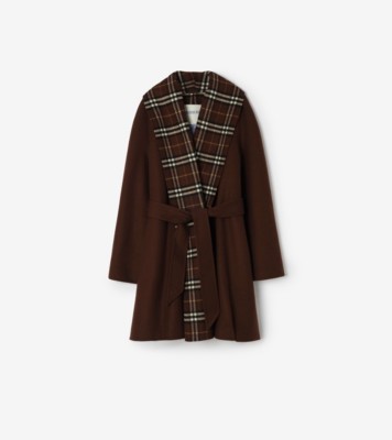 Check Trim Wool Wrap Coat Treacle brown brown ®