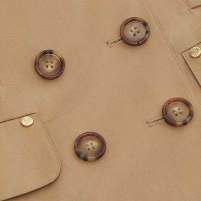 detachable hood cotton twill trench coat