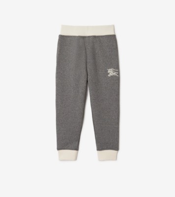 Cotton Jogging Pants in Charcoal grey melange Burberry Official