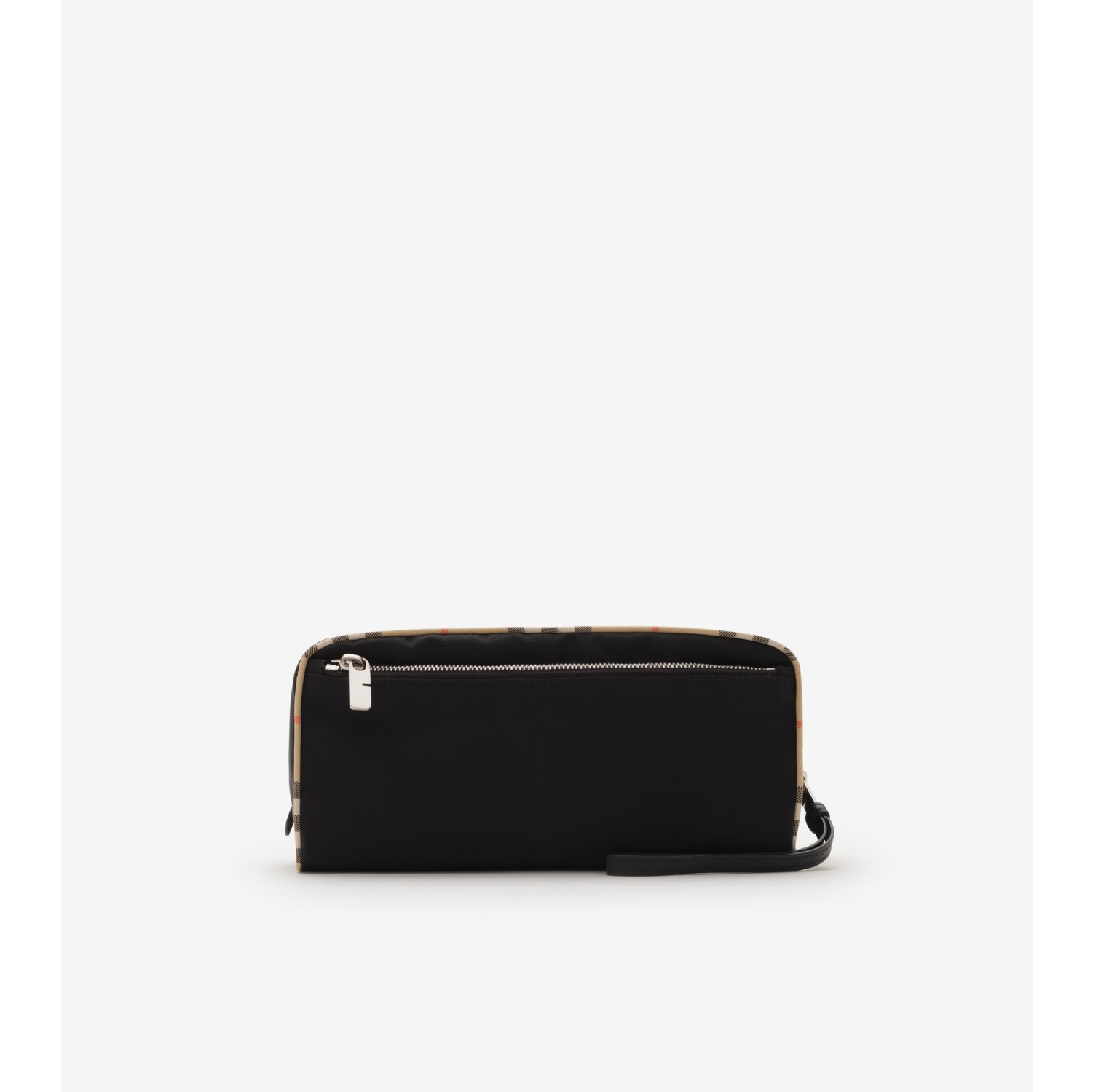 Large Check Trim Travel Pouch in Black - Men, Technical | Burberry
