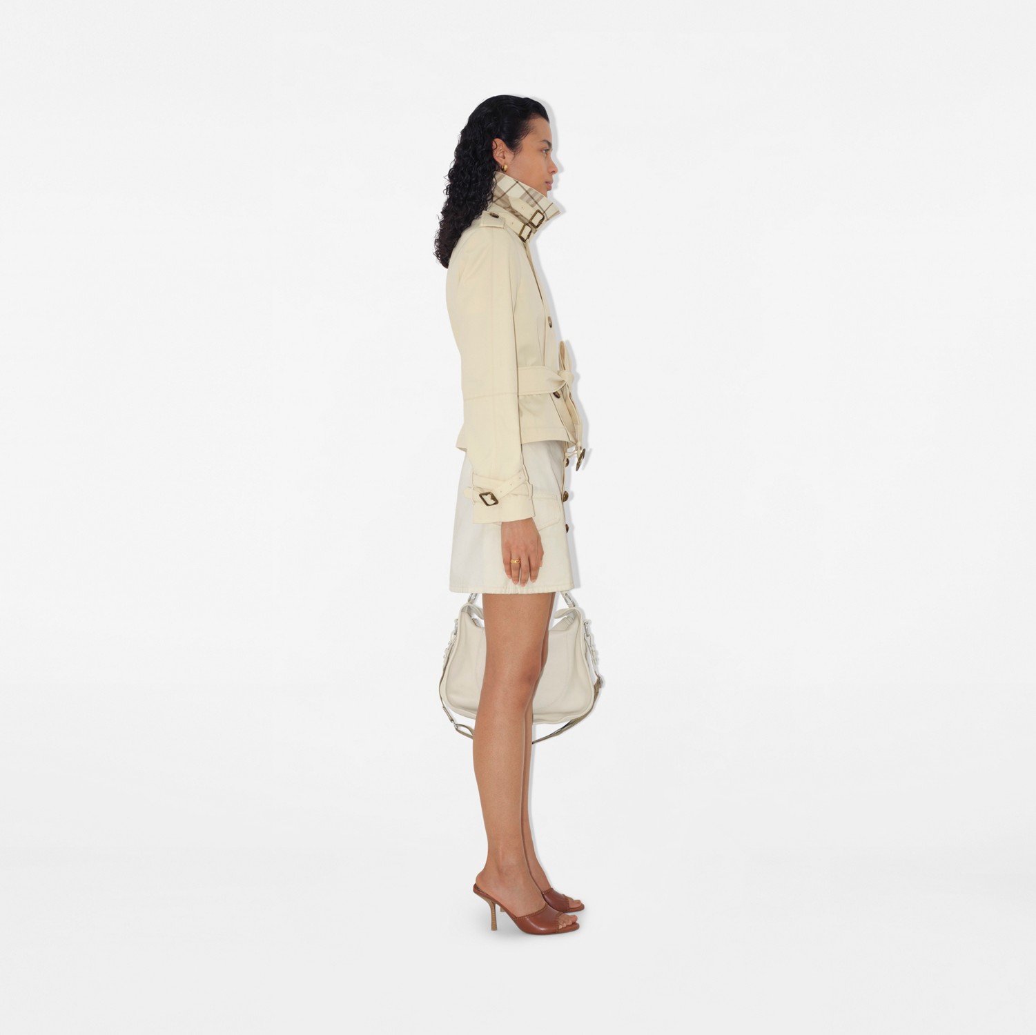Cropped Cotton Blend Trench Jacket in Alpine - Women Cropped Cotton Blend Trench Jacket in Alpine - Women