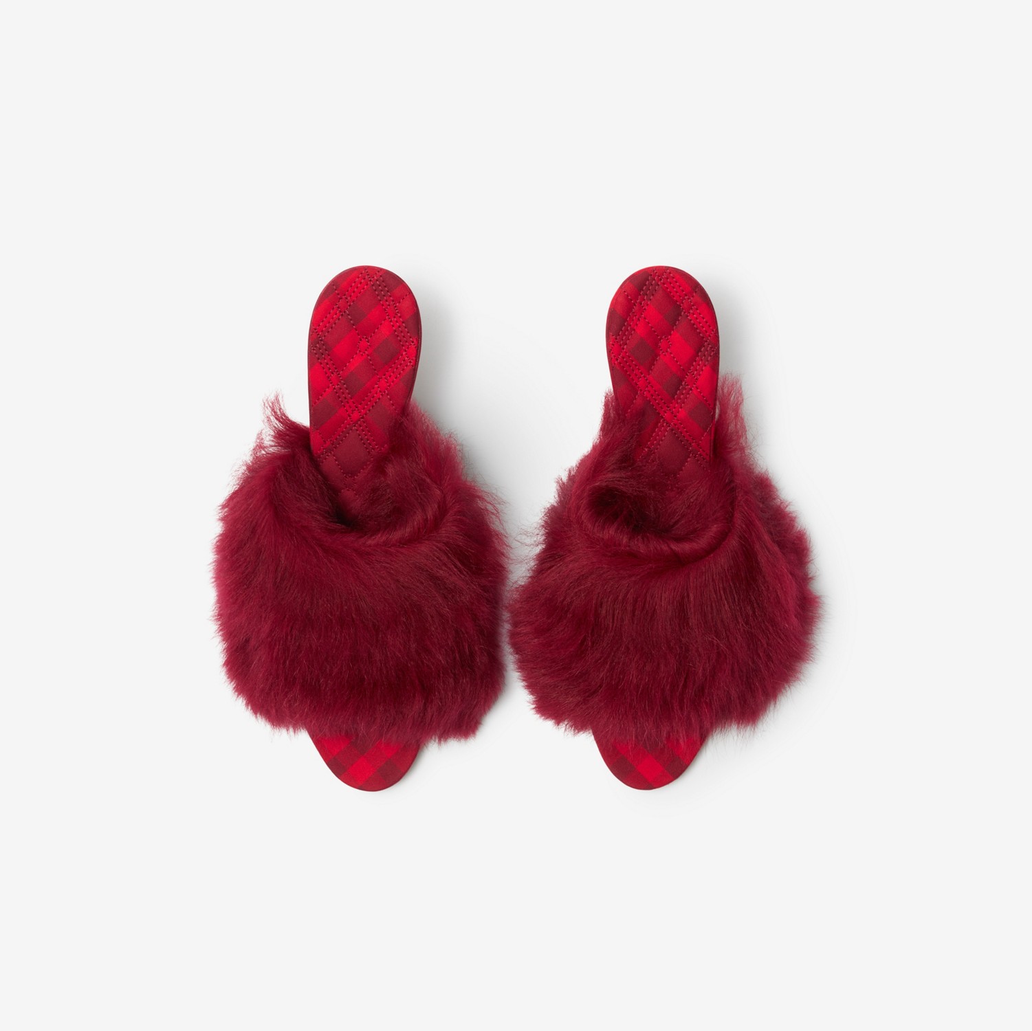 毛羊皮 Minnie 穆勒鞋 (树莓红) - 女士 | Burberry® 博柏利官网