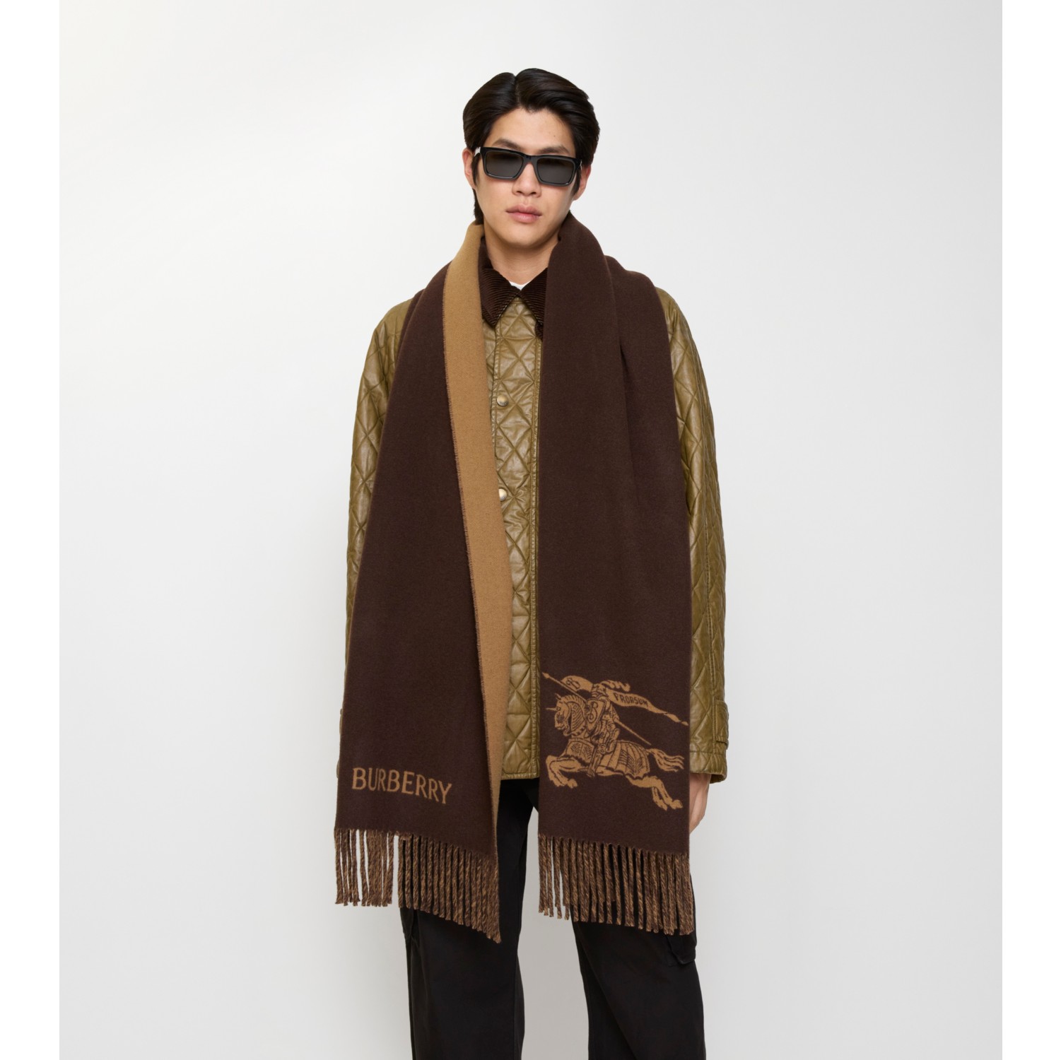 Reversible EKD Cashmere Scarf in Treacle brown | Burberry® Official