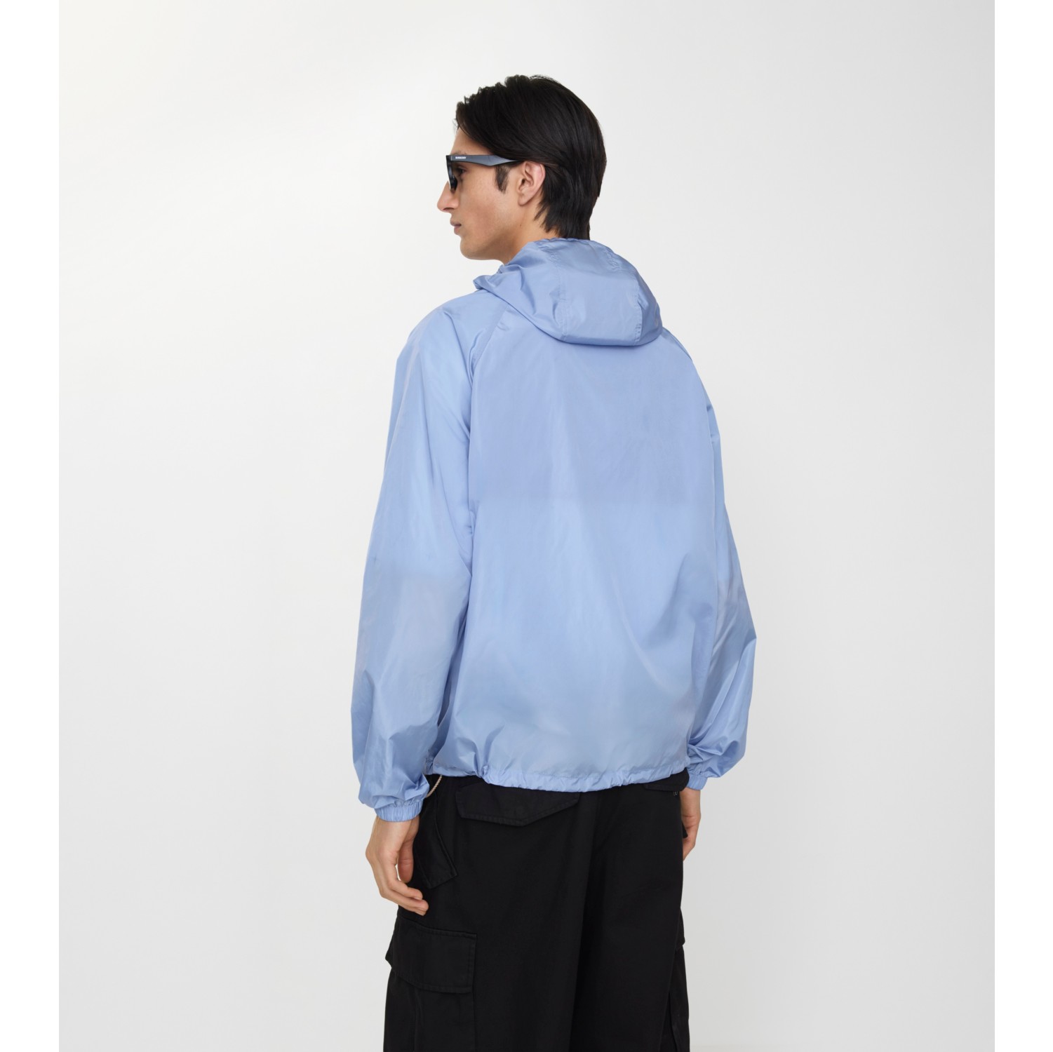 Checker-tape Nylon Hooded Jacket in Cornflower blue - Men | Burberry® Official