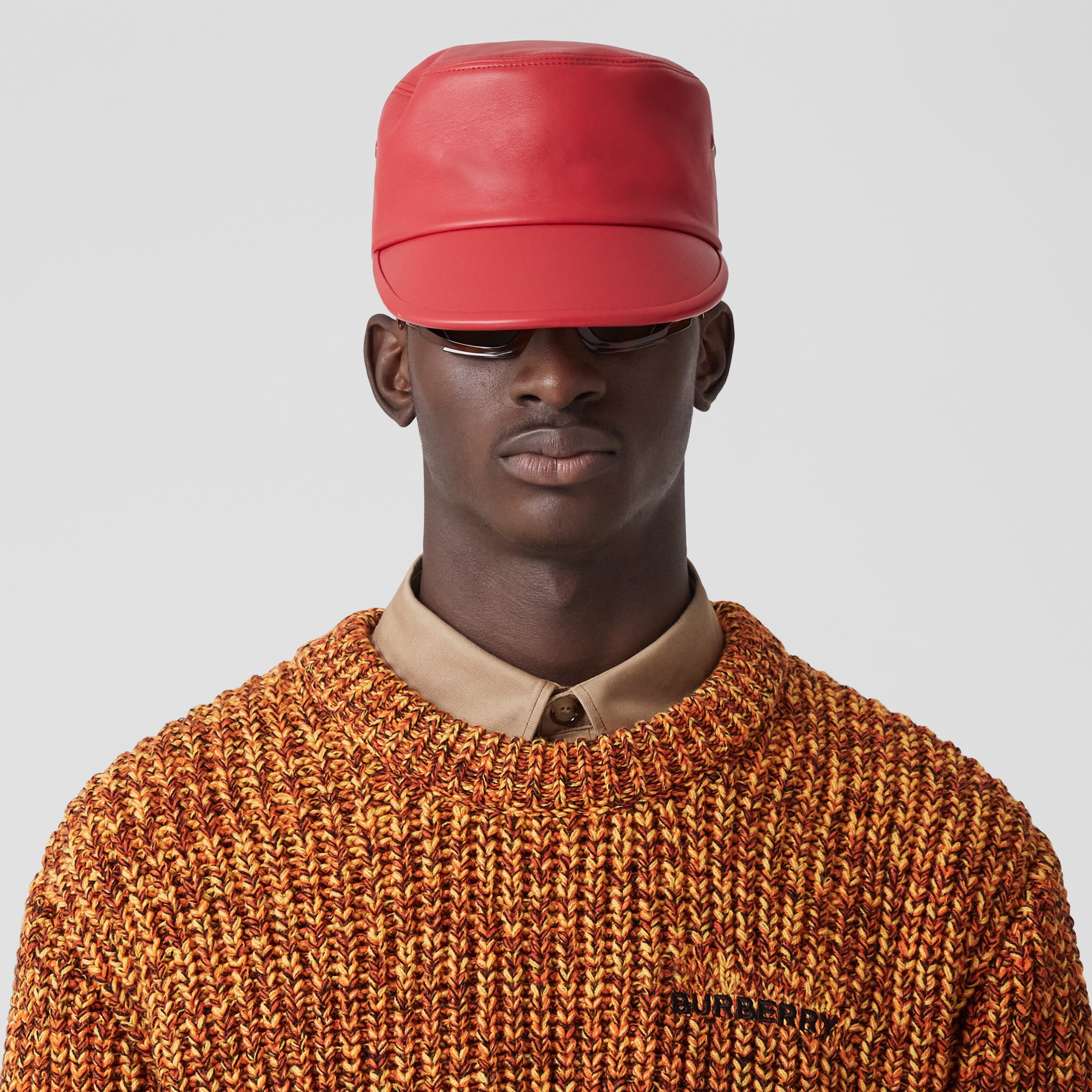 Embroidered Logo Wool Cashmere Cotton Sweater in Bright Orange - Men | Burberry® Official - 2