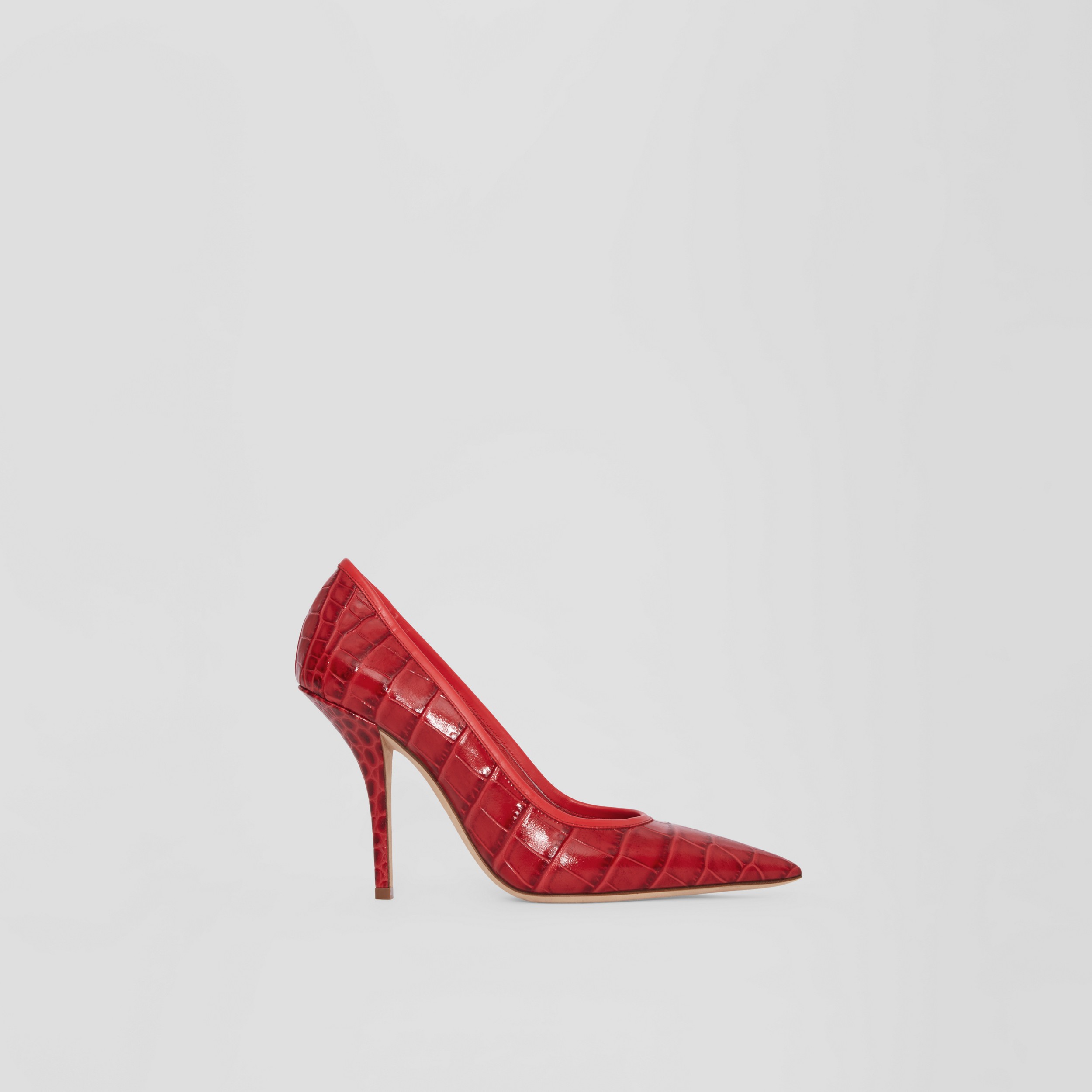 Embossed Leather Point-toe Pumps in Dark Carmine - Women | Burberry® Official - 1