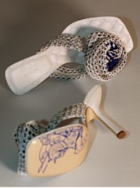 Crochet Rose Sandals in Optic White