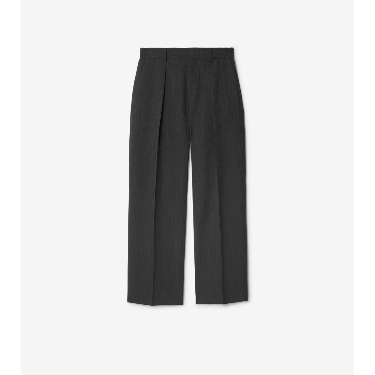 Shop Burberry Wool Tailored Trousers In Grey Black