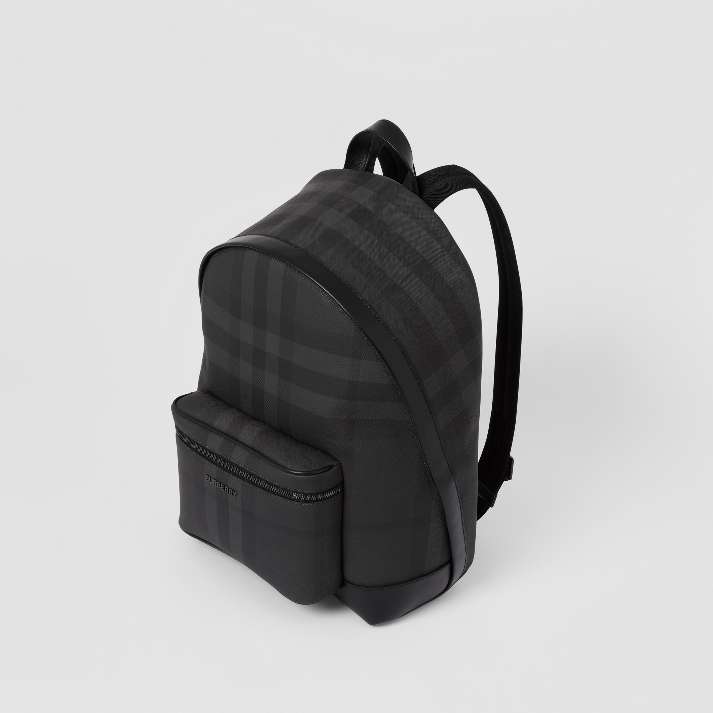 Charcoal Check and Leather Backpack | Burberry® Official - 4