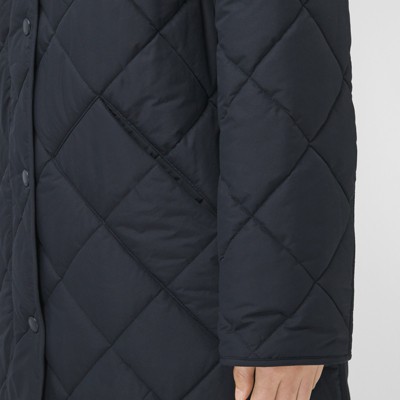 navy collarless coat