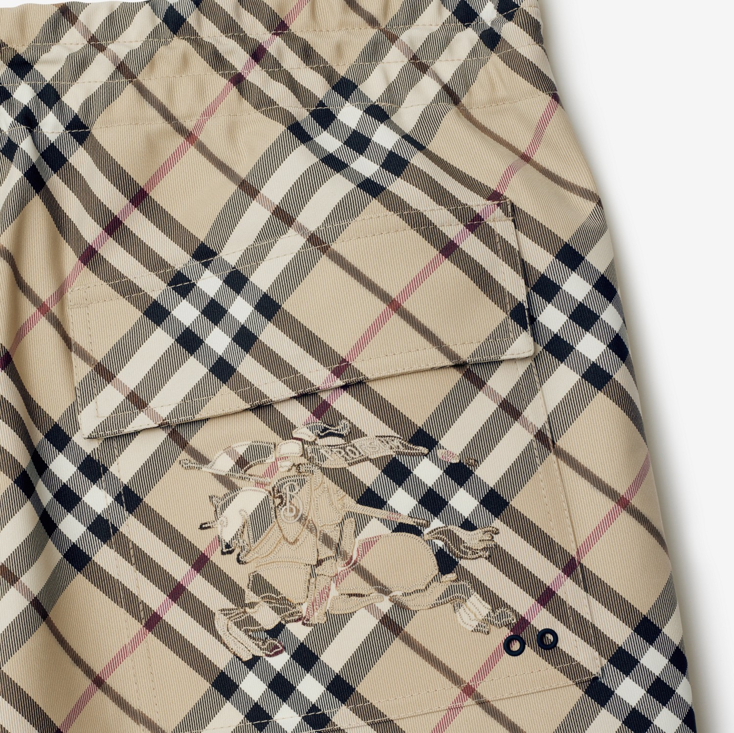 Check Twill Shorts in Alabaster - Men, Nylon | Burberry Check Twill Shorts in Alabaster - Men, Nylon | Burberry