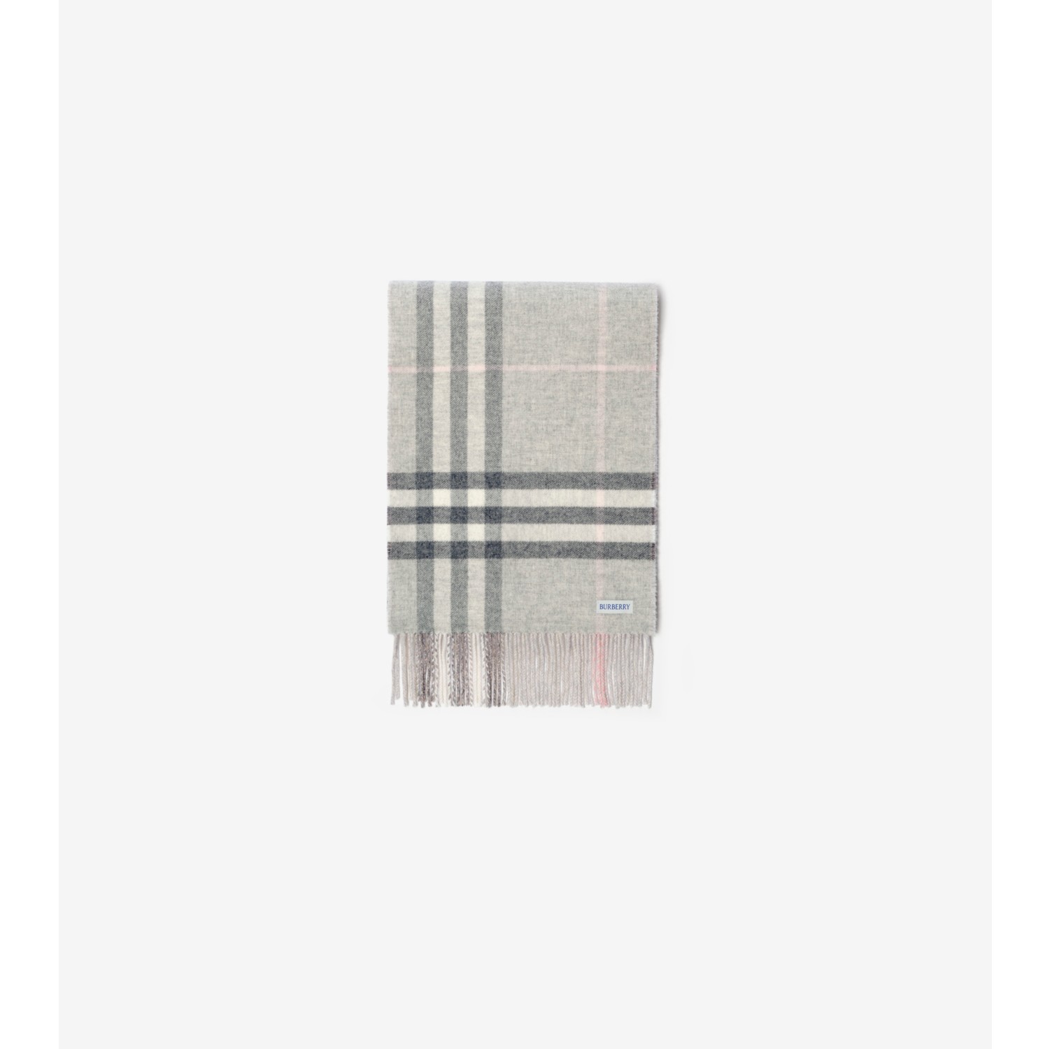 BURBERRY チェック柄 スカーフ襟 半袖カットソー 38 グレー リバーシブル チェック カシミアスカーフ (クォーツピンク／ミトン