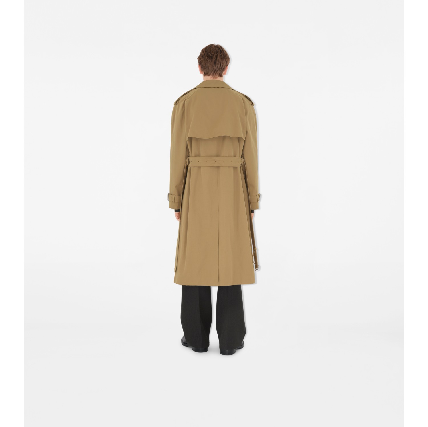 Trench coat largo en gabardina