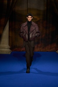 Nakul Bhardwaj wearing embroidered leather trench jacket, tailored trousers and boots