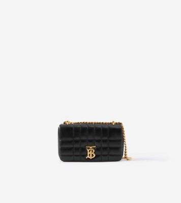 FENDI Baguette Mini Lambskin Leather Chain Shoulder Bag Black