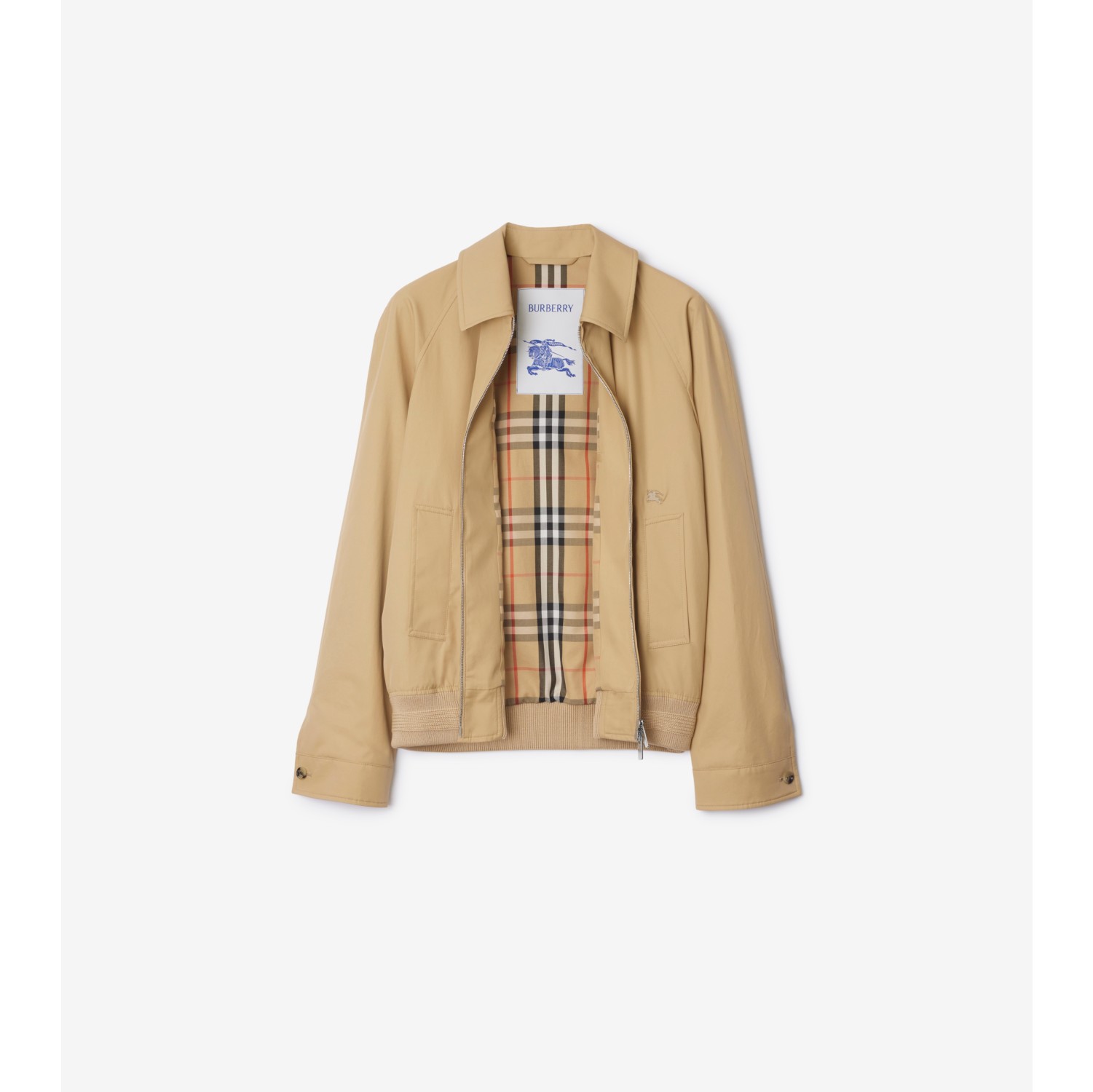 Gabardine Chester Harrington Jacket in Flax Men Cotton Burberry Official