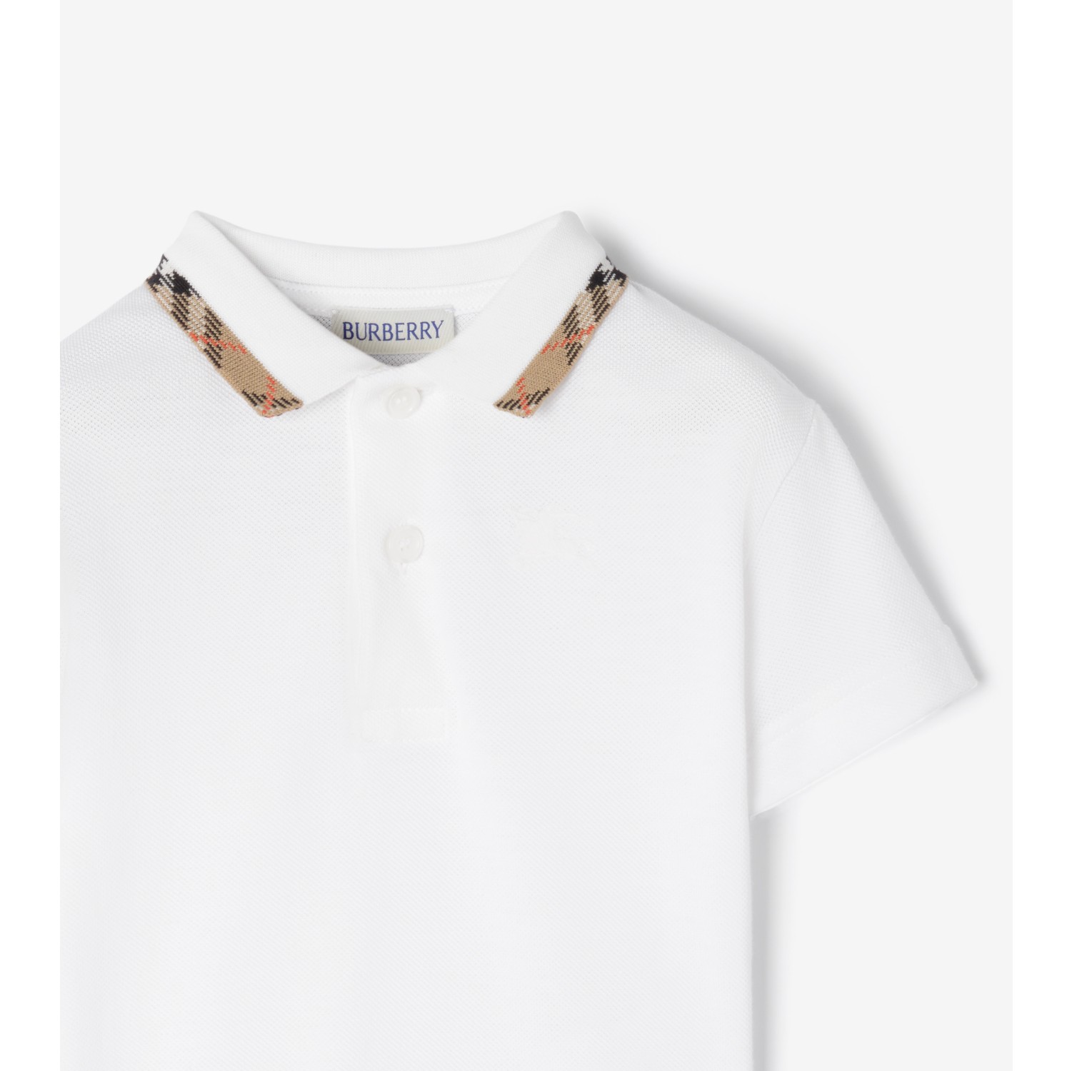 Check Collar Cotton Polo Shirt in White | Burberry® Official