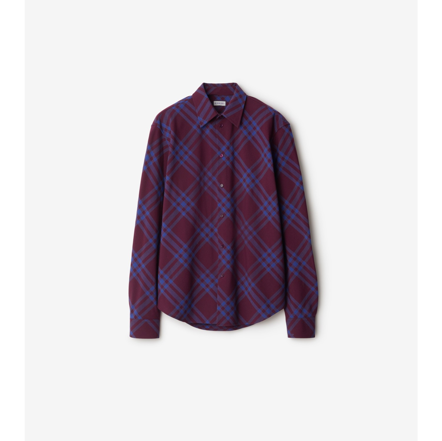 Check Wool Blend Shirt in Pansy Men Burberry Official