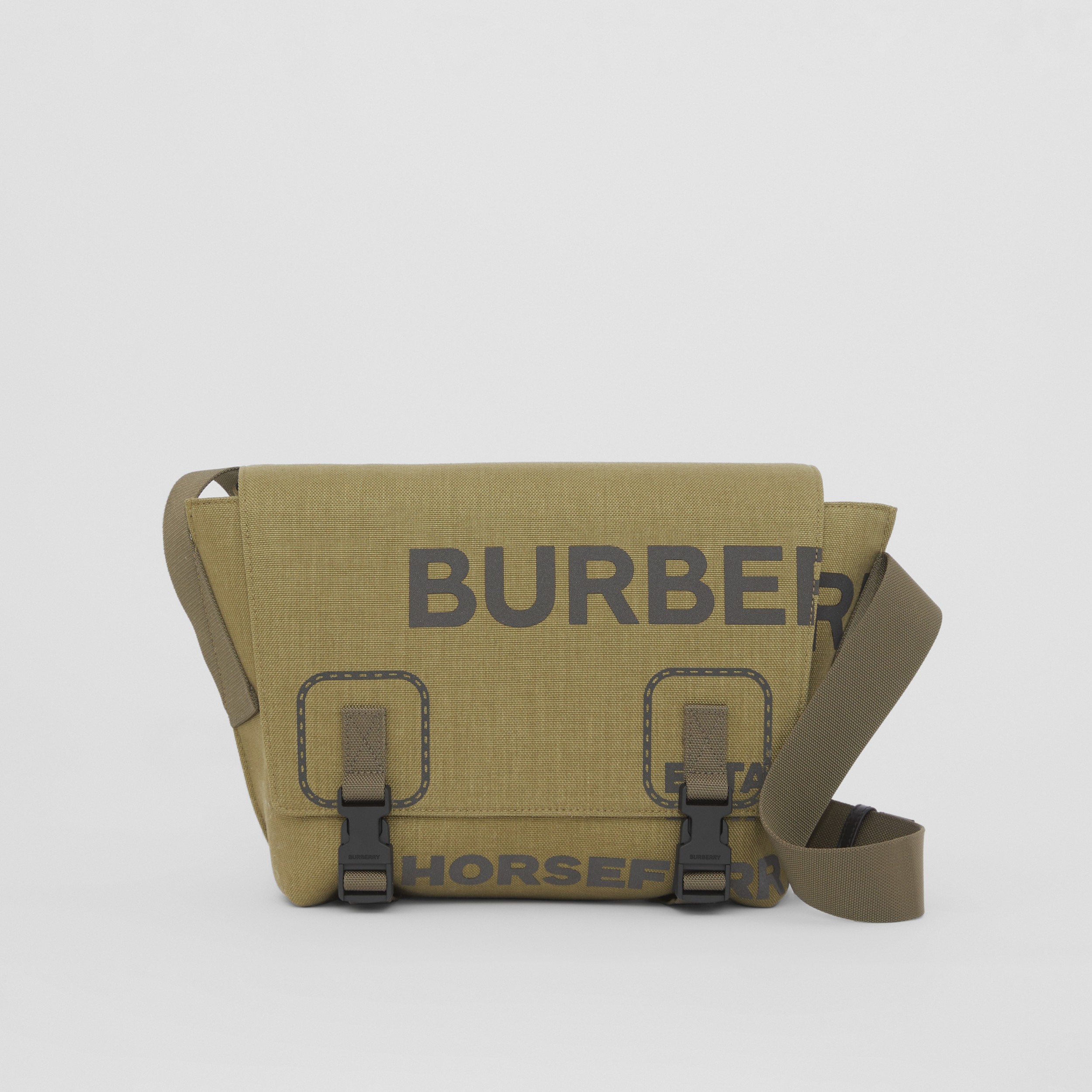 Small Horseferry Print Nylon Messenger Bag in Deep Moss Green - Men | Burberry® Official - 1