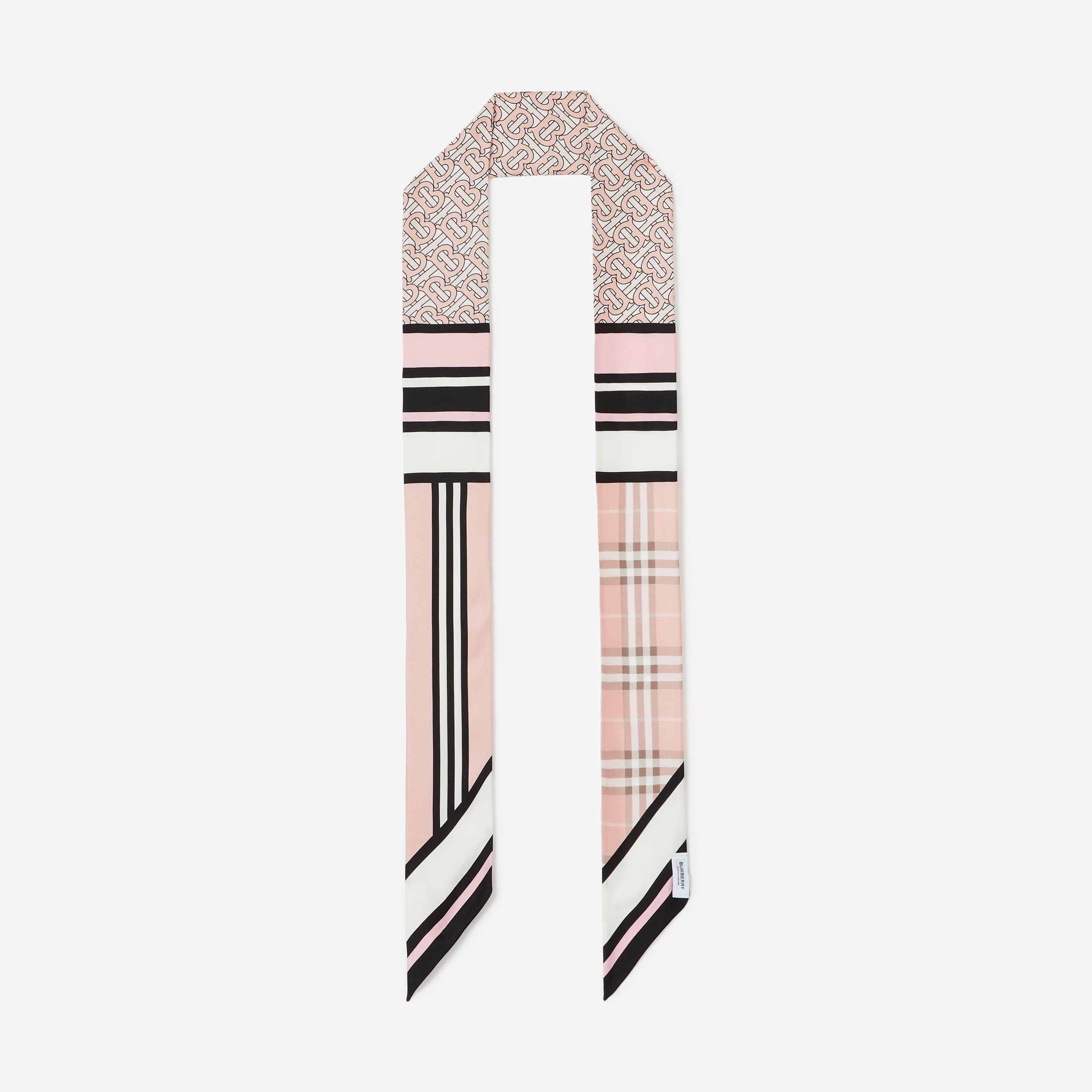 Montage Print Silk Skinny Scarf in Blush - Women | Burberry® Official - 3