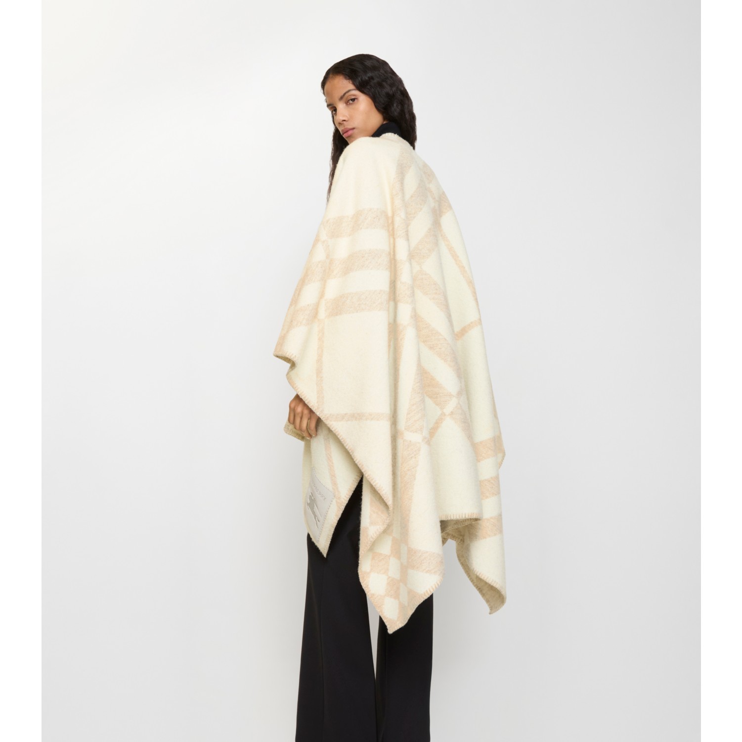Check Wool Cashmere Cape
