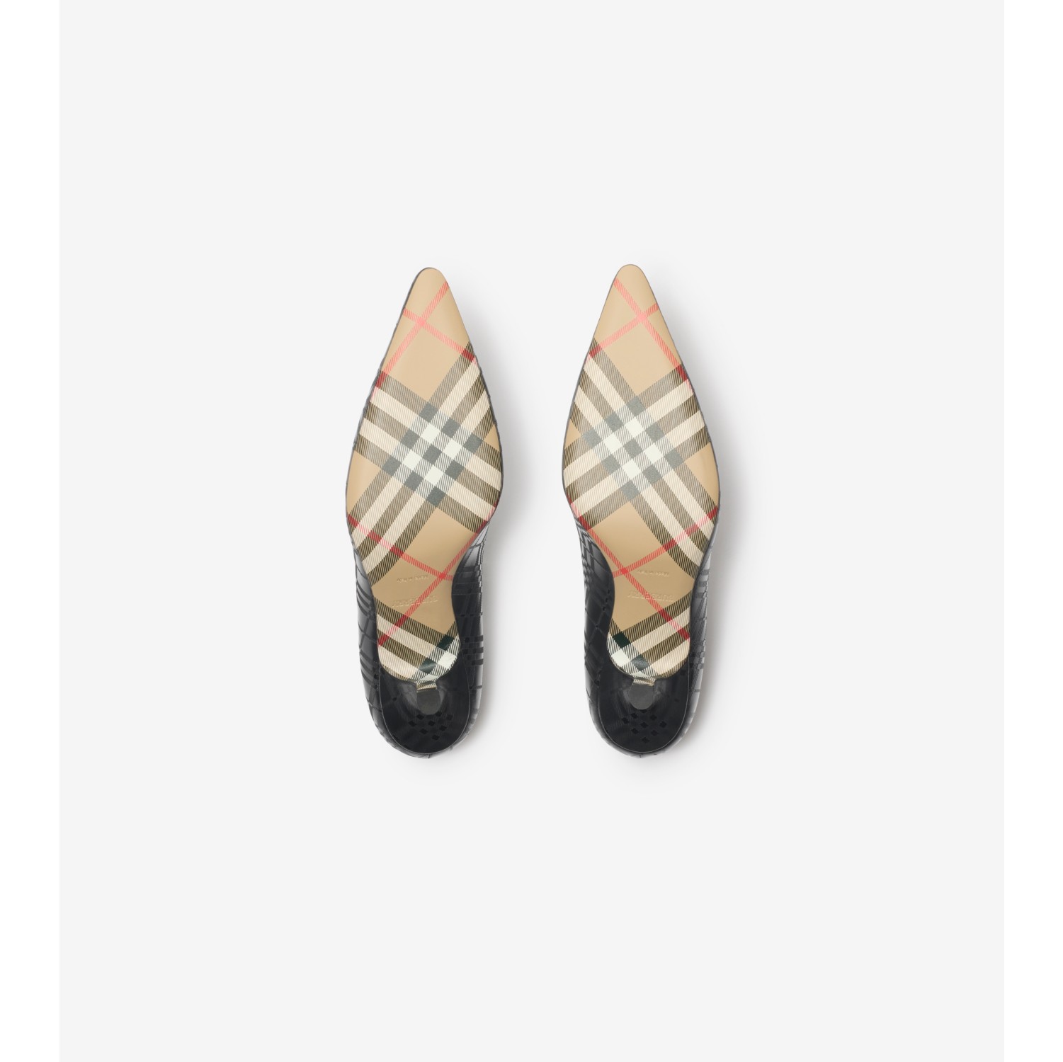 Check Leather Dame Low Pumps