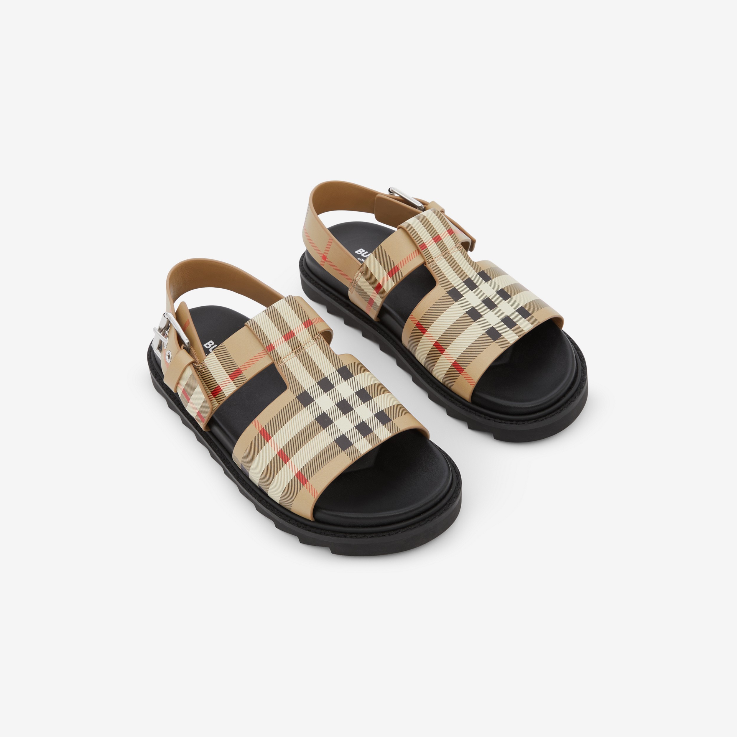 Vintage Check Leather Buckled Sandals in Archive Beige - Children | Burberry® Official - 2