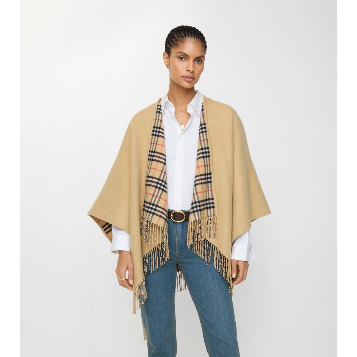  Check Reversible Wool Cape