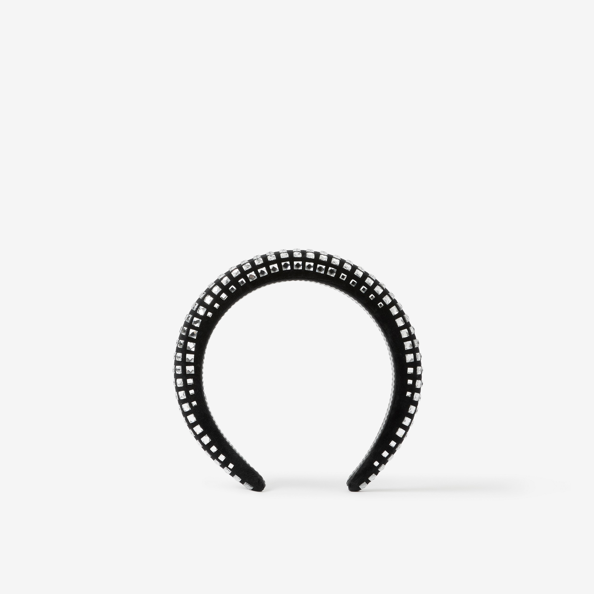 Crystal Detail Velvet Hairband in Black | Burberry® Official - 1