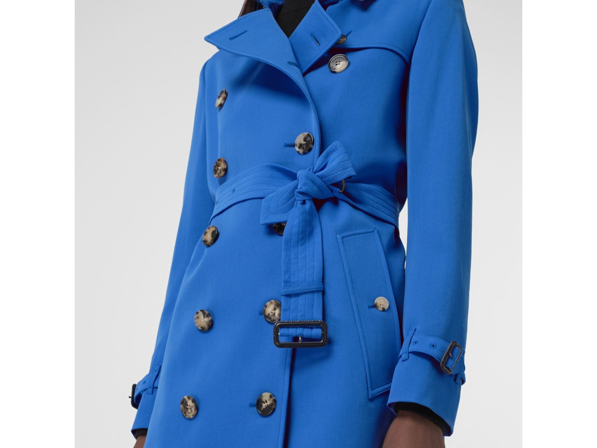 羊毛嘎巴甸 trench 风衣 (天空蓝) - 女士 | burberry 博柏利