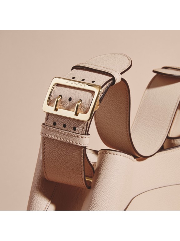 Textured Leather Shoulder Bag in Limestone Women Burberry United States