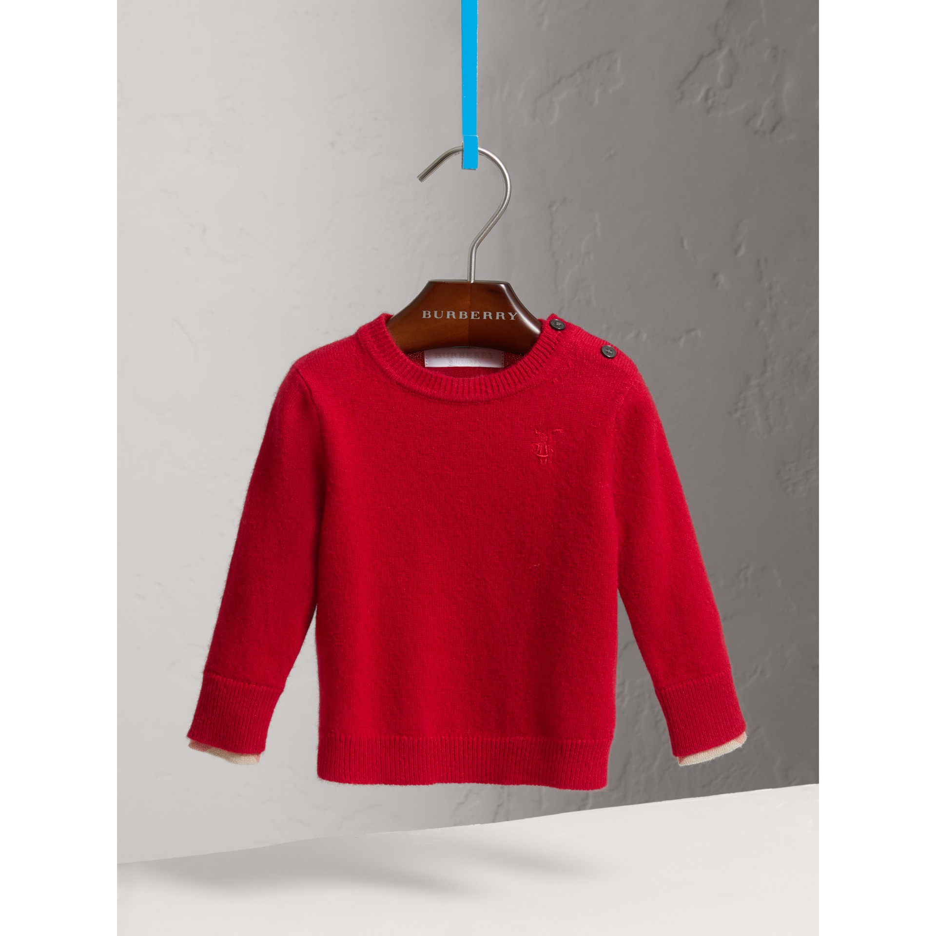 Check Detail Cashmere Sweater in Parade Red | Burberry United States