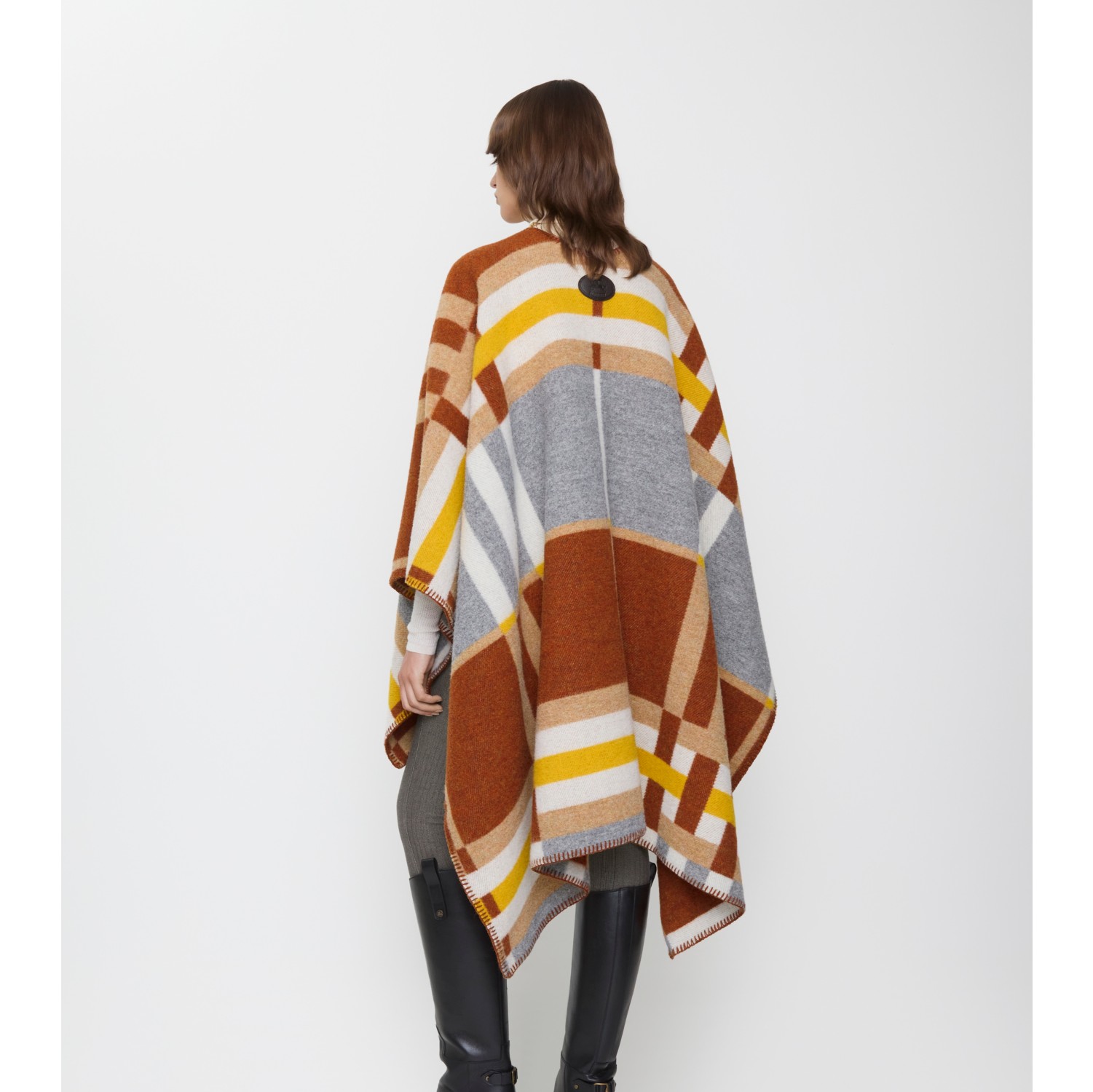 Cape en laine​ color-block Check