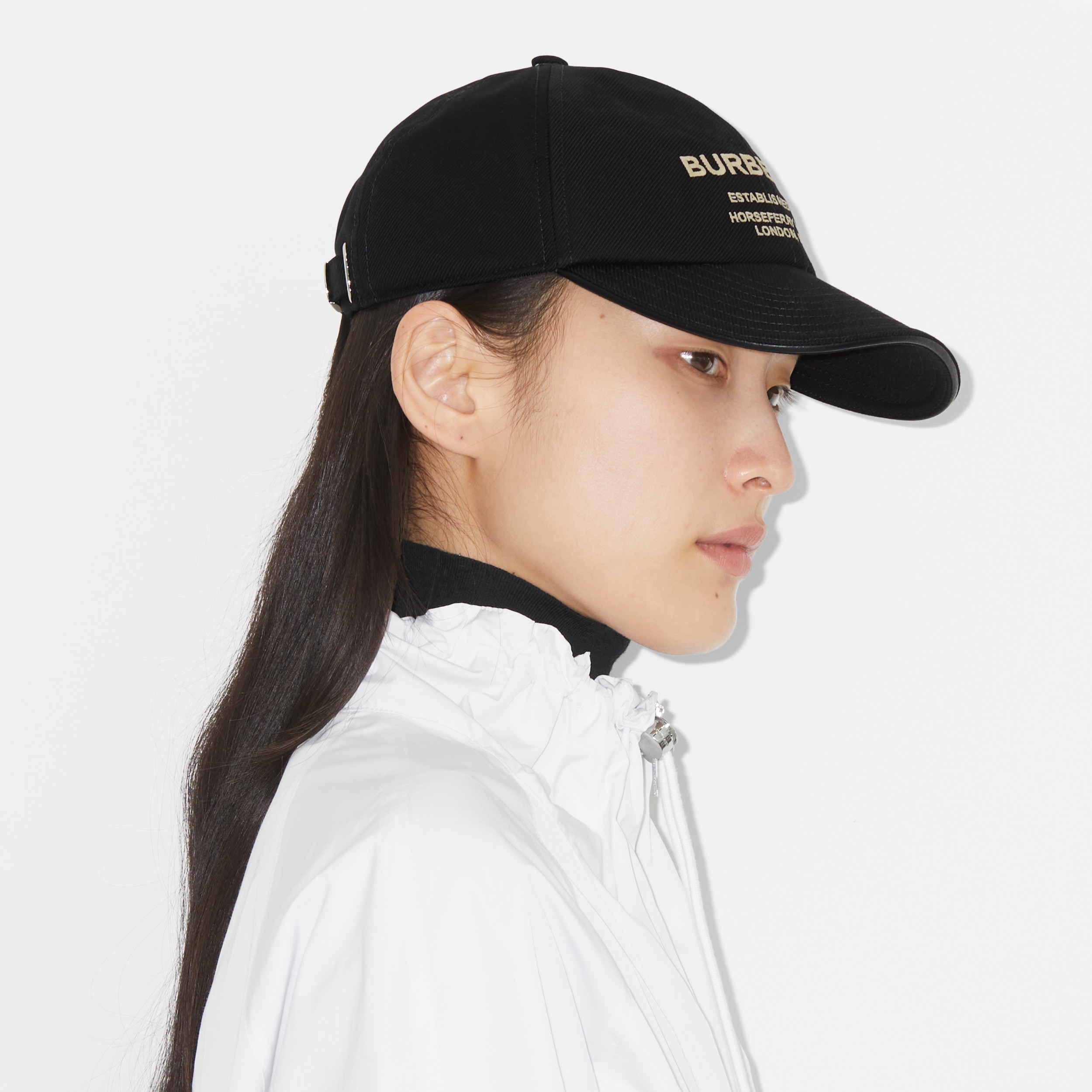 Horseferry Motif Cotton Twill Baseball Cap in Black/beige | Burberry® Official - 4