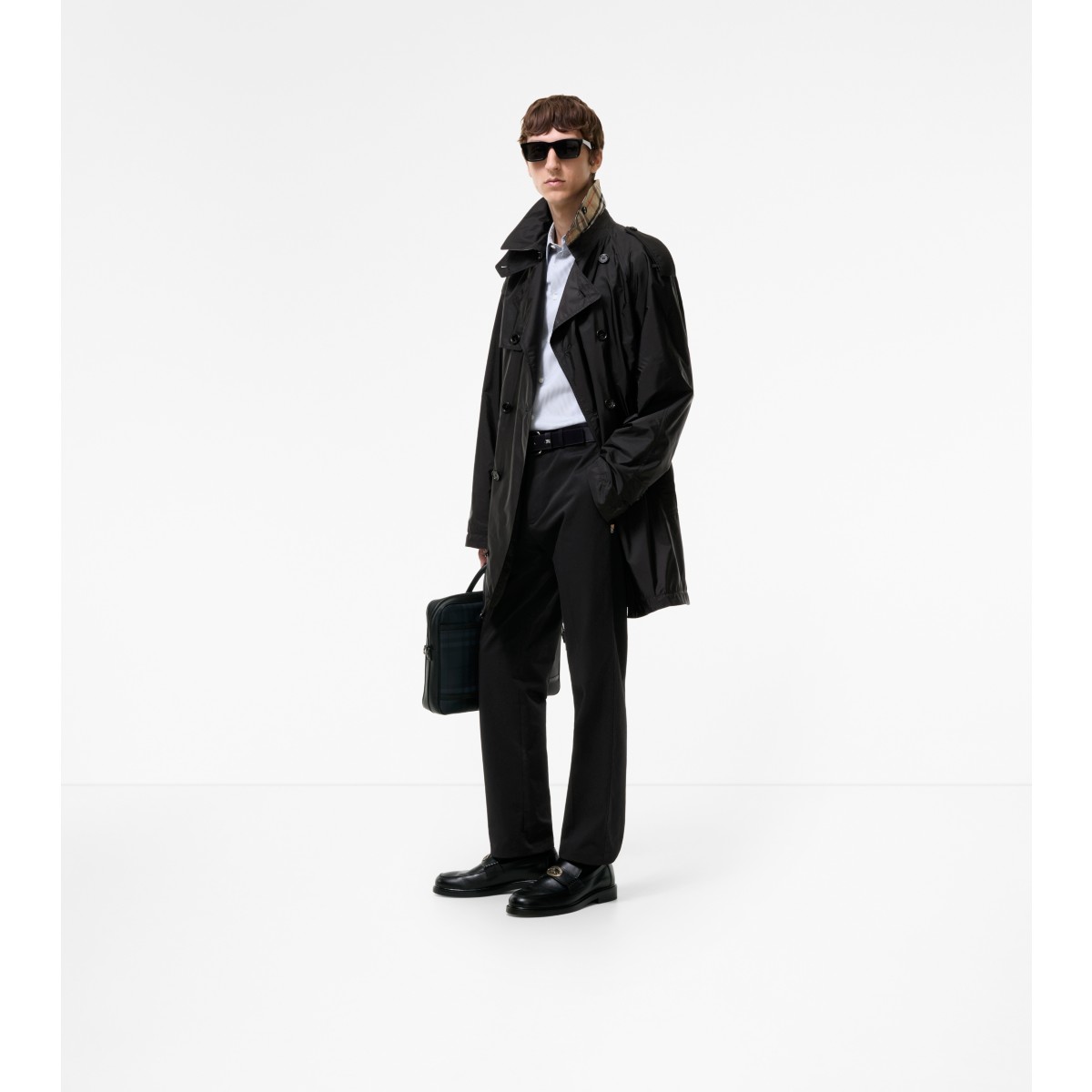  Check Mid-length Nylon Leadenham Trench Coat