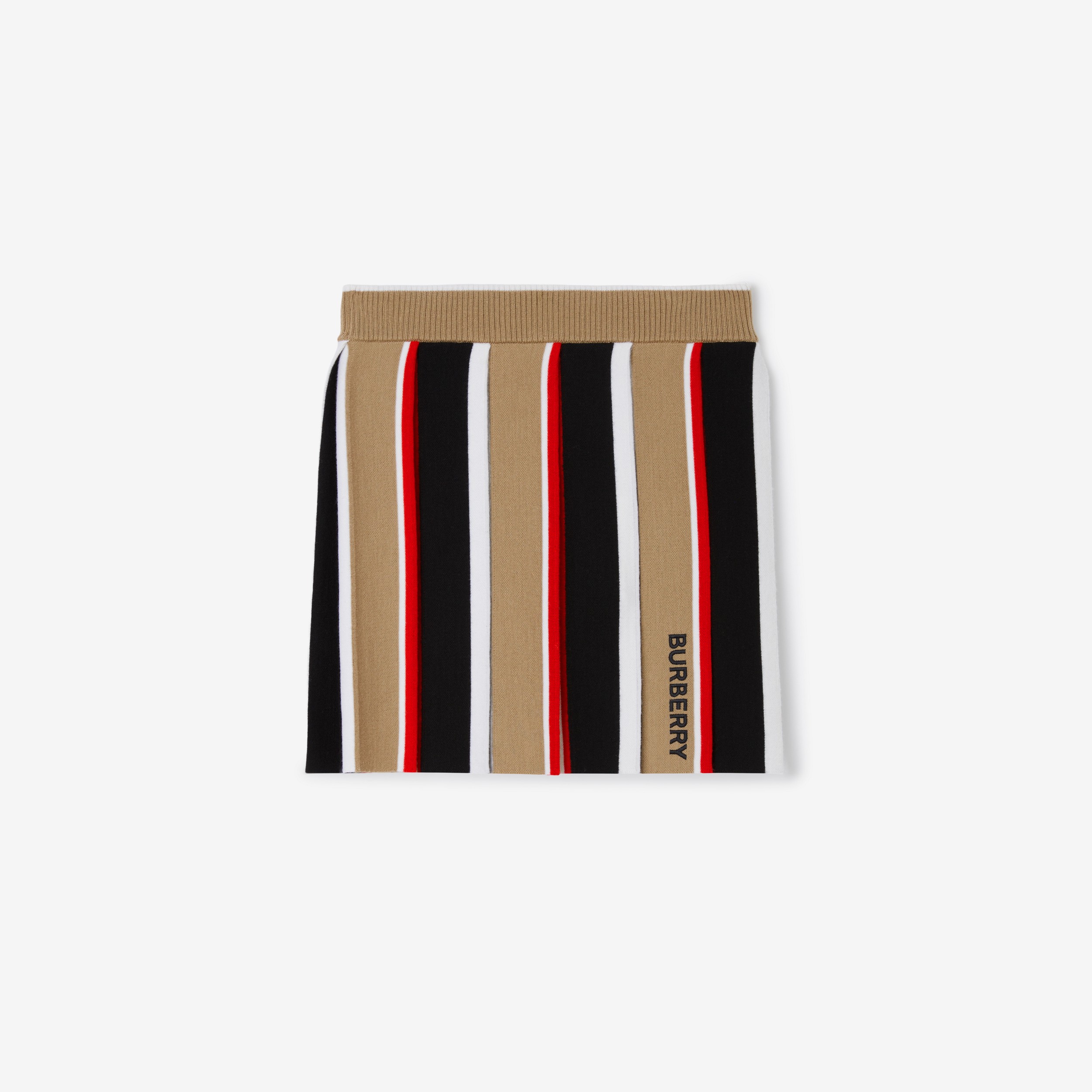 Saia de lã com logotipo bordado (Bege Clássico) | Burberry® oficial - 1