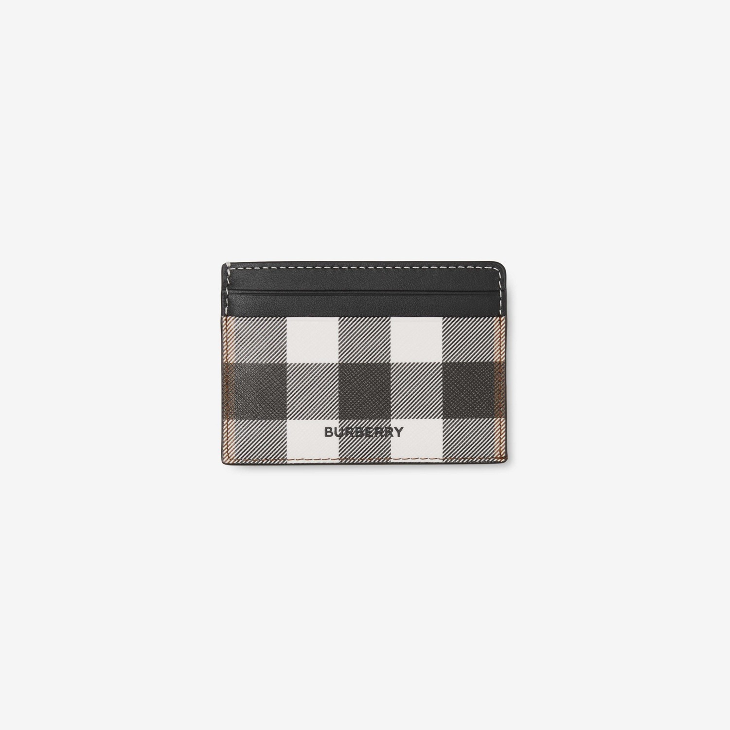 Check and Leather Card Case in Dark birch brown - Men, Canvas | Burberry® Official
