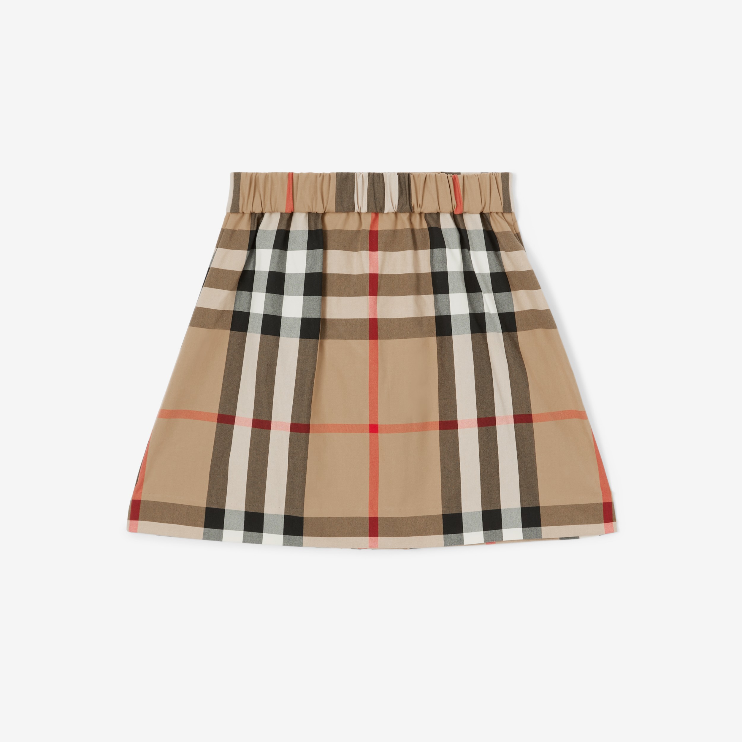Exaggerated Check Pleated Cotton Skirt In Archive Beige Burberry® Official 