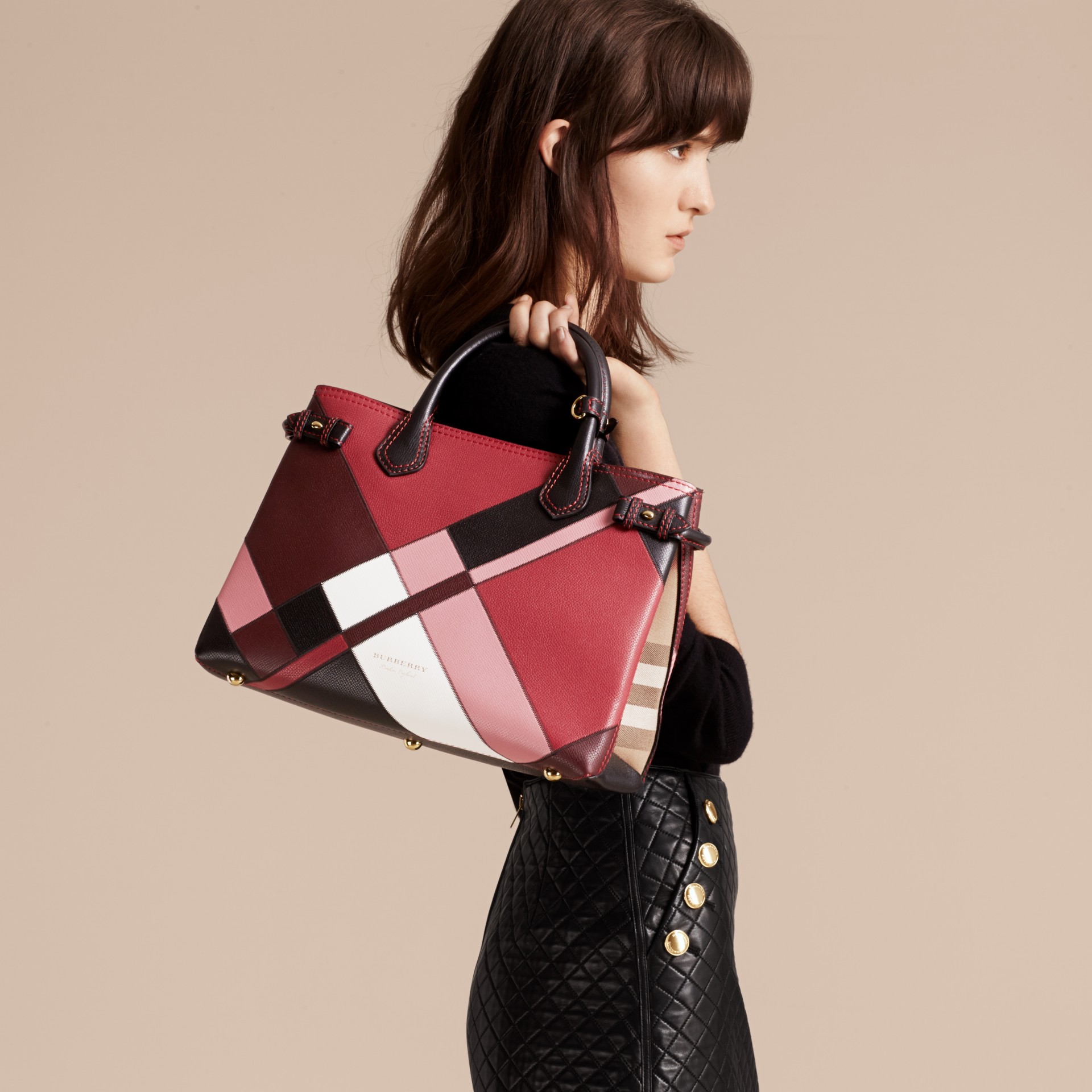 The Medium Banner in Colour Block Leather in Pink - Women | Burberry ...