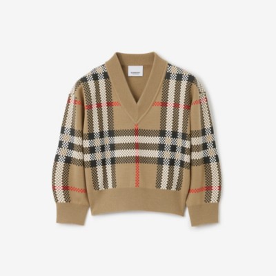 BURBERRY BURBERRY CHILDRENS CHECK WOOL SWEATER