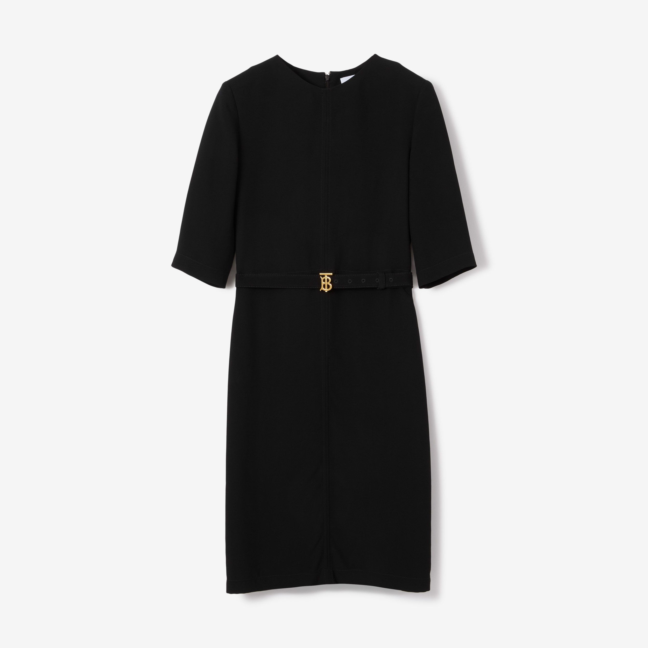 Monogram Motif Viscose Belted Dress in Black - Women | Burberry® Official