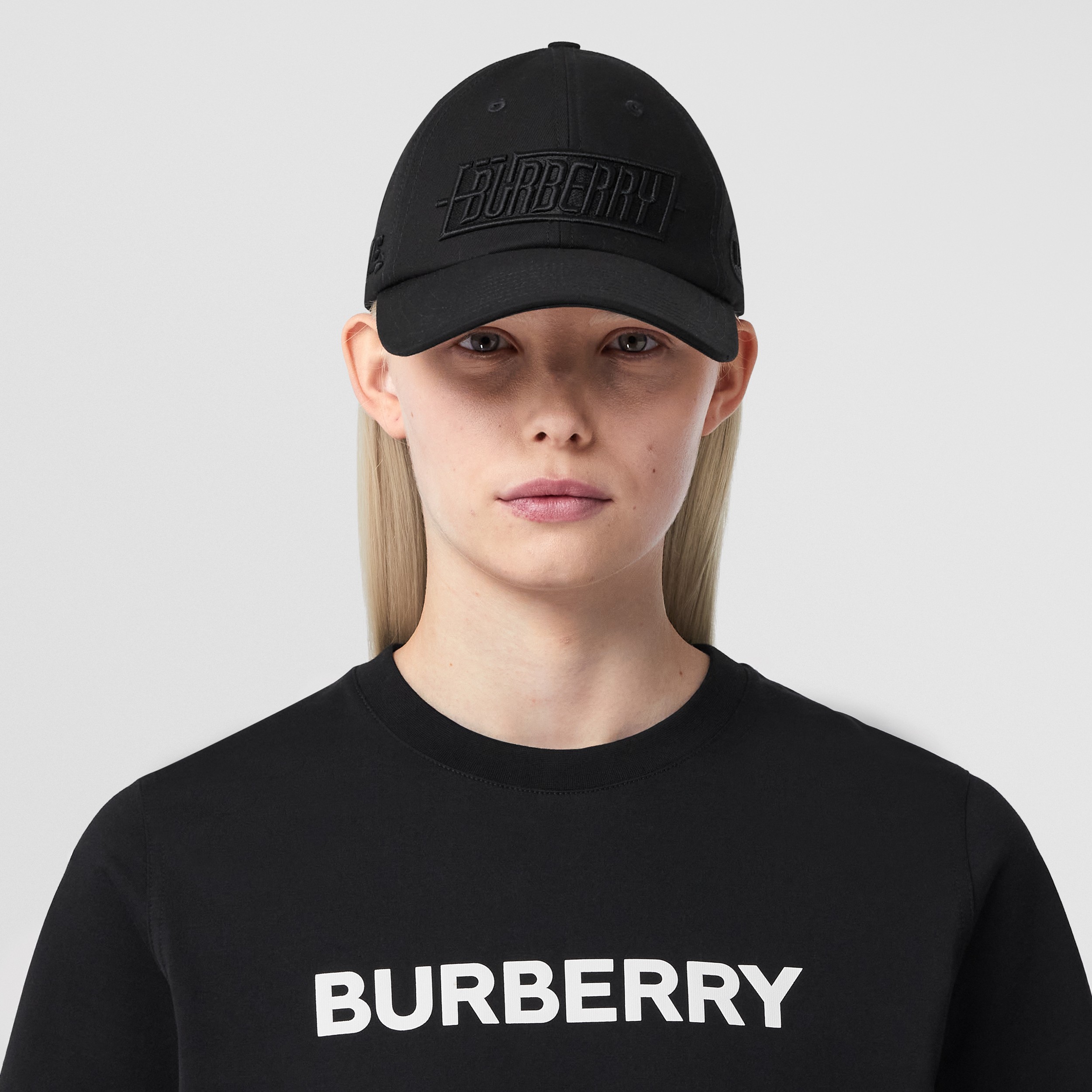 Logo Print Cotton T-shirt in Black - Women | Burberry® Official - 2