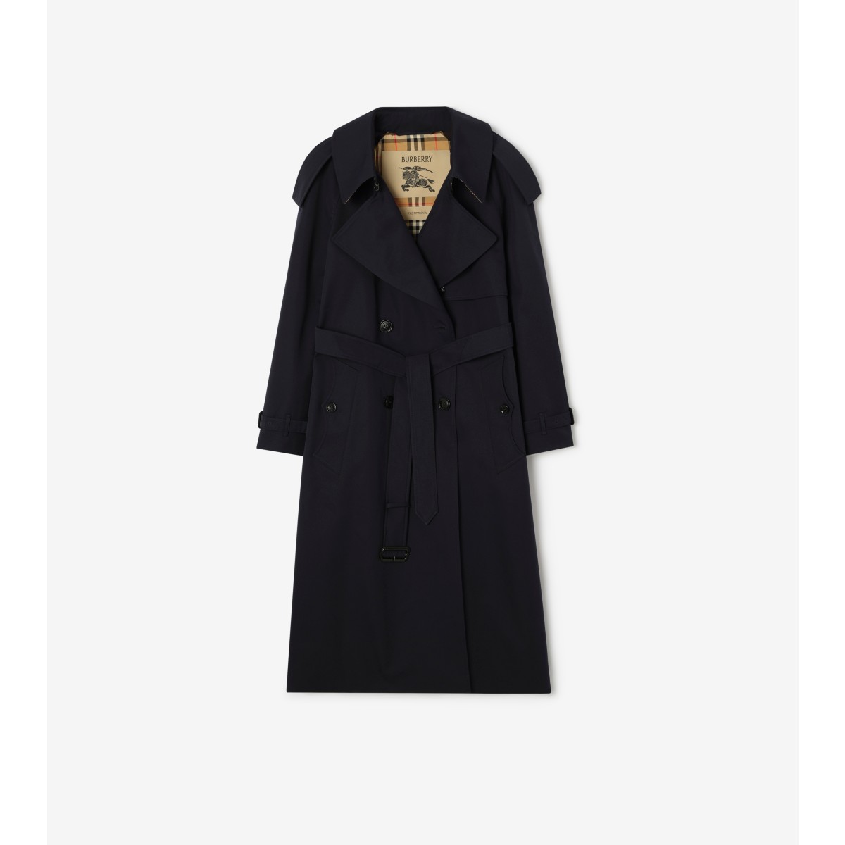  Check Long Gabardine Fitzrovia Trench Coat