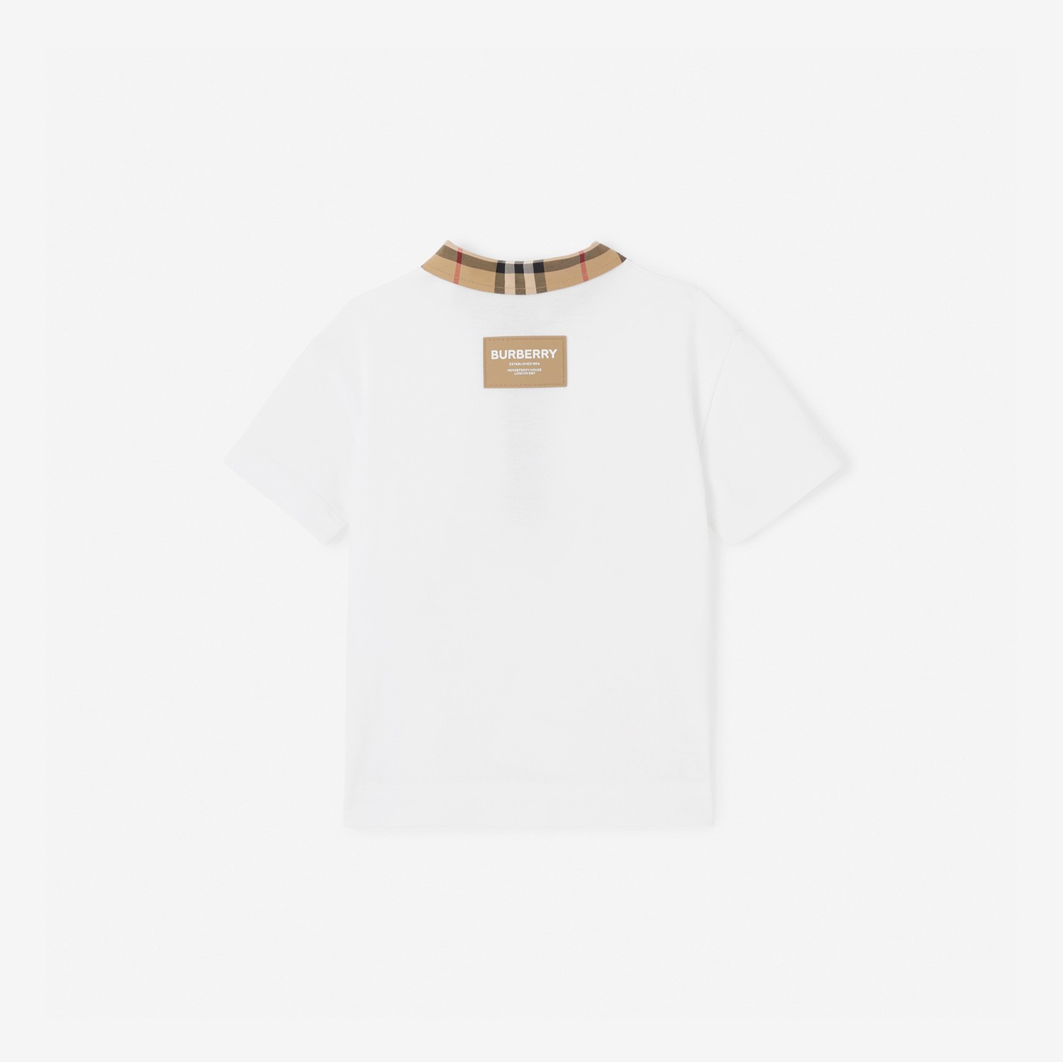 Poloshirt aus Baumwollpiqué mit Vintage Check-Besatz (Weiß) - Kinder | Burberry®