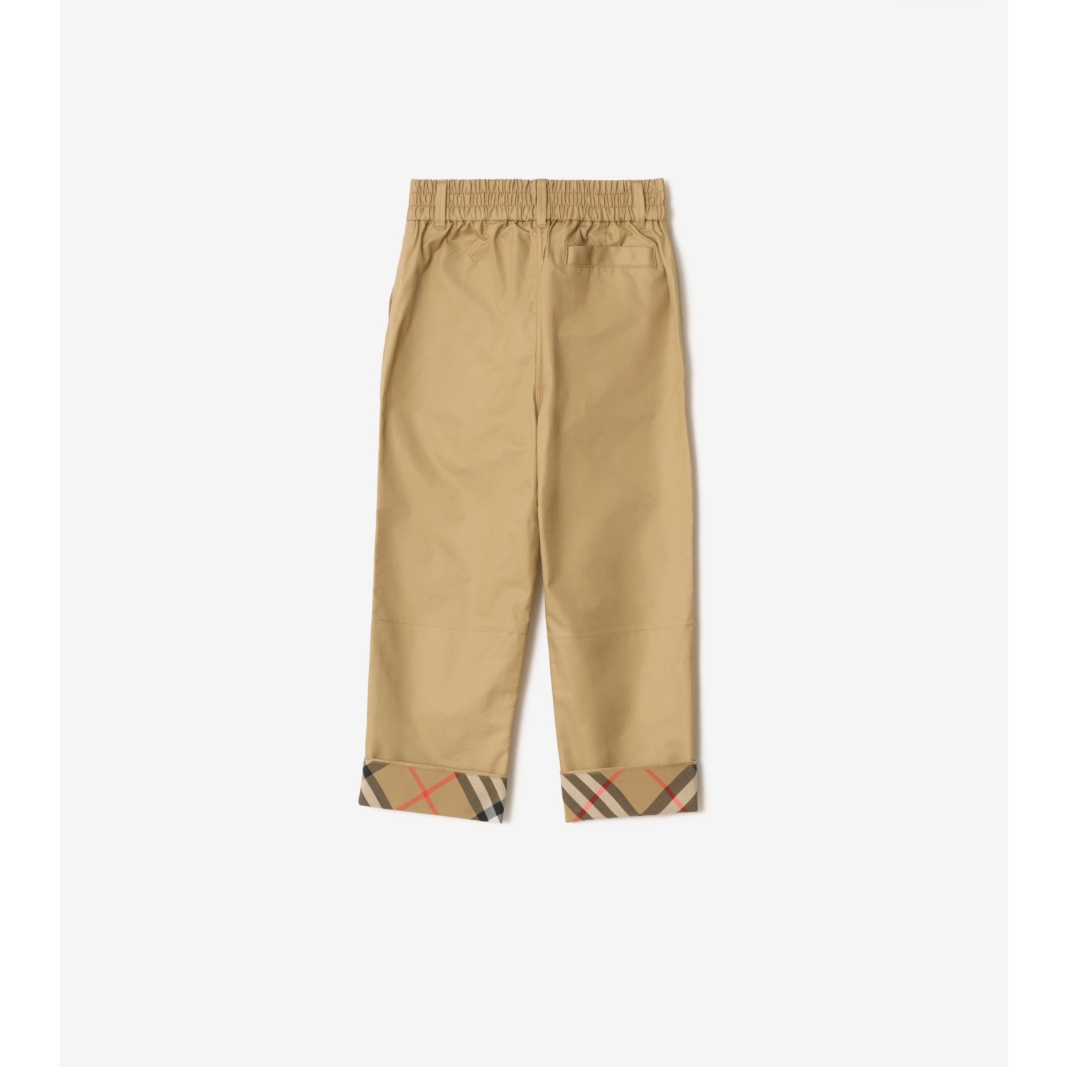 Check Turn-up Cotton Trousers